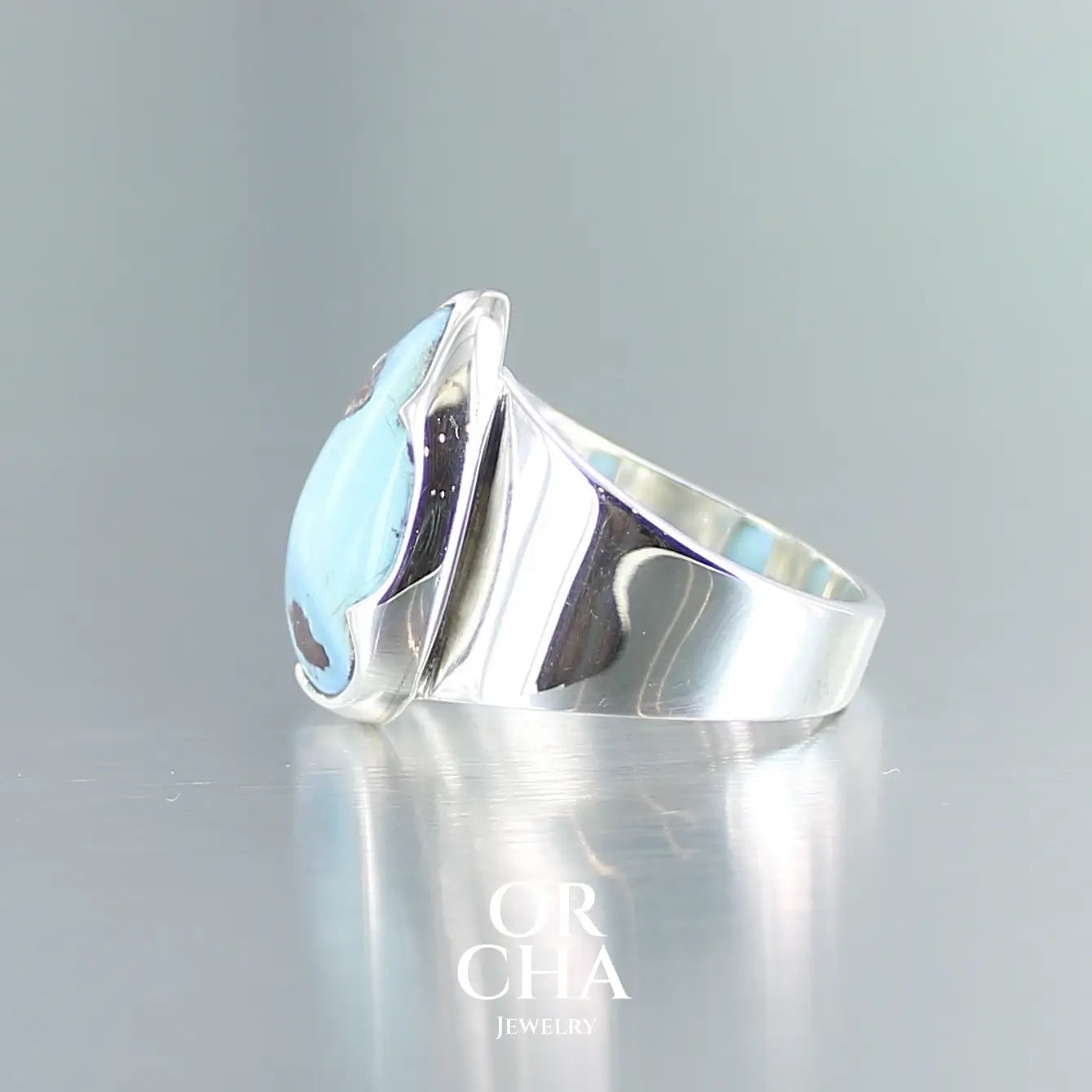 Bague en argent avec Turquoise Golden Hill - Orcha