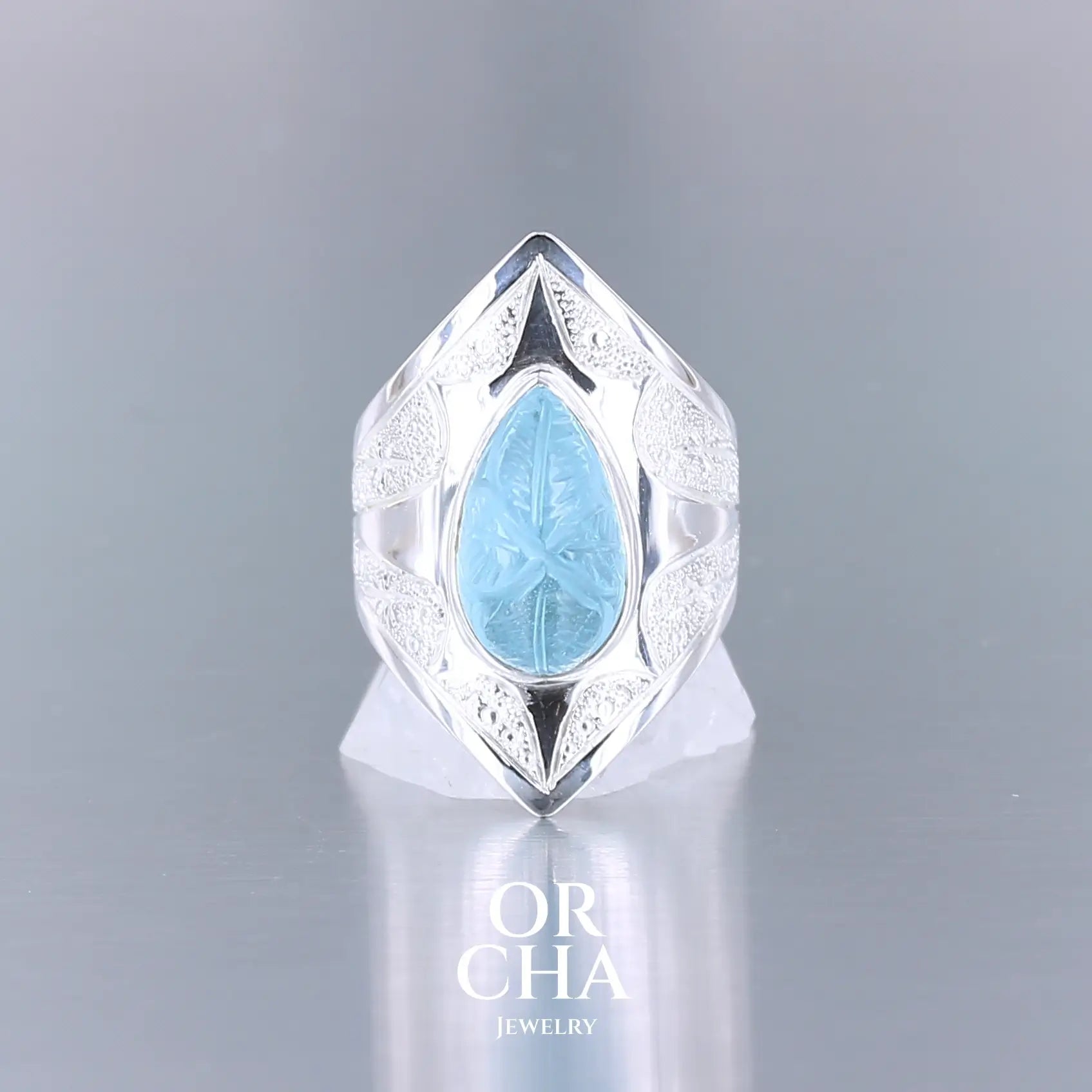 Bague en argent avec Topaze bleue - Elven