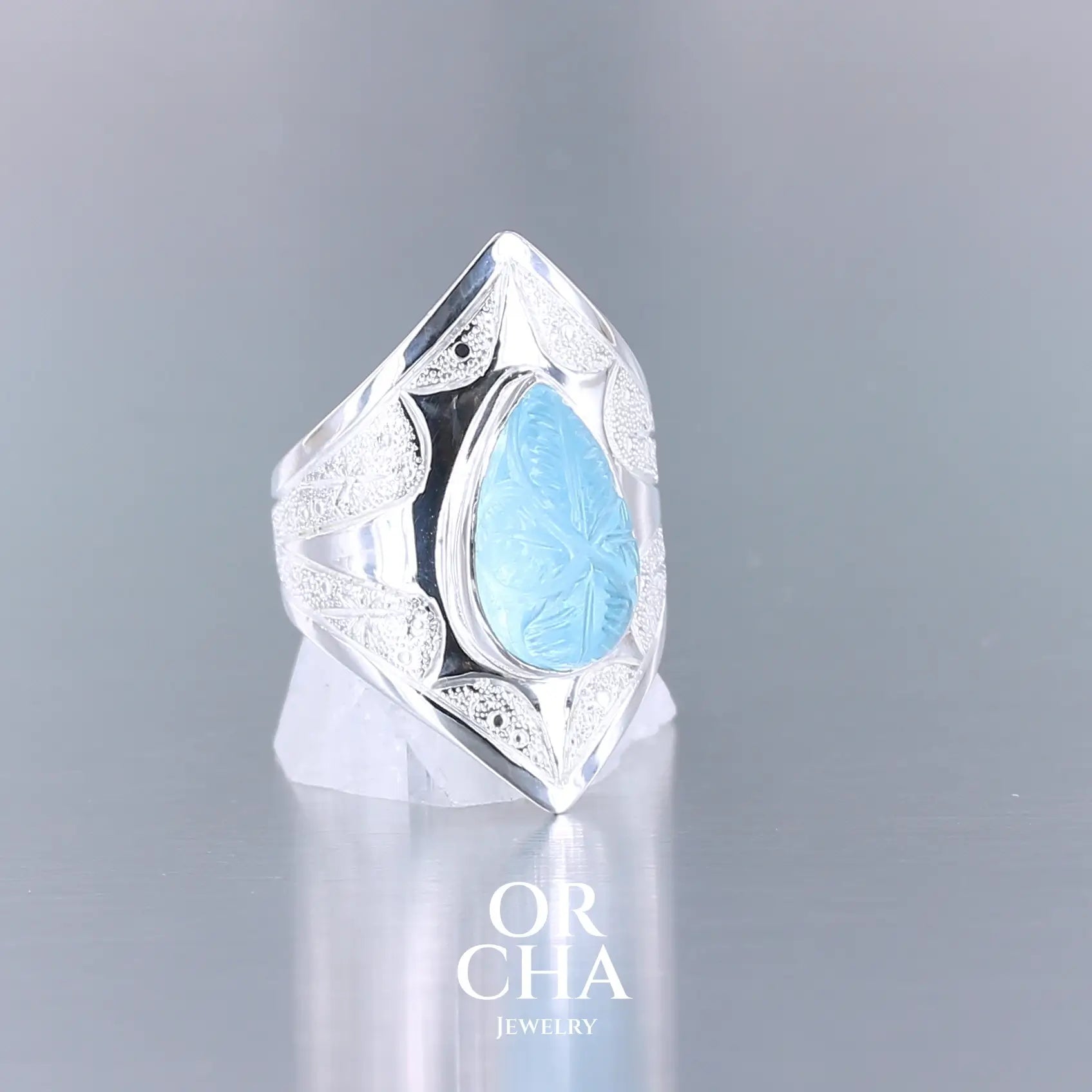 Bague en argent avec Topaze bleue - Elven