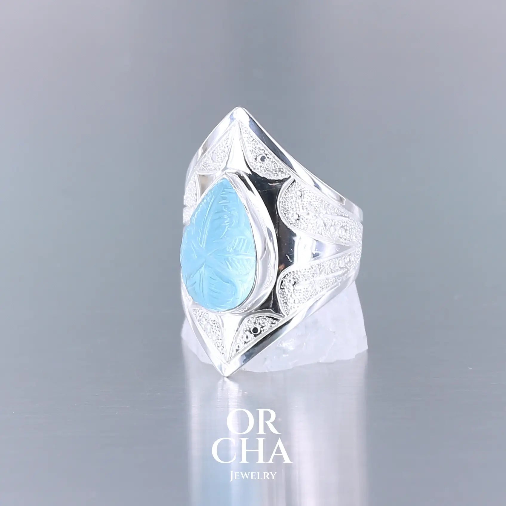 Bague en argent avec Topaze bleue - Elven