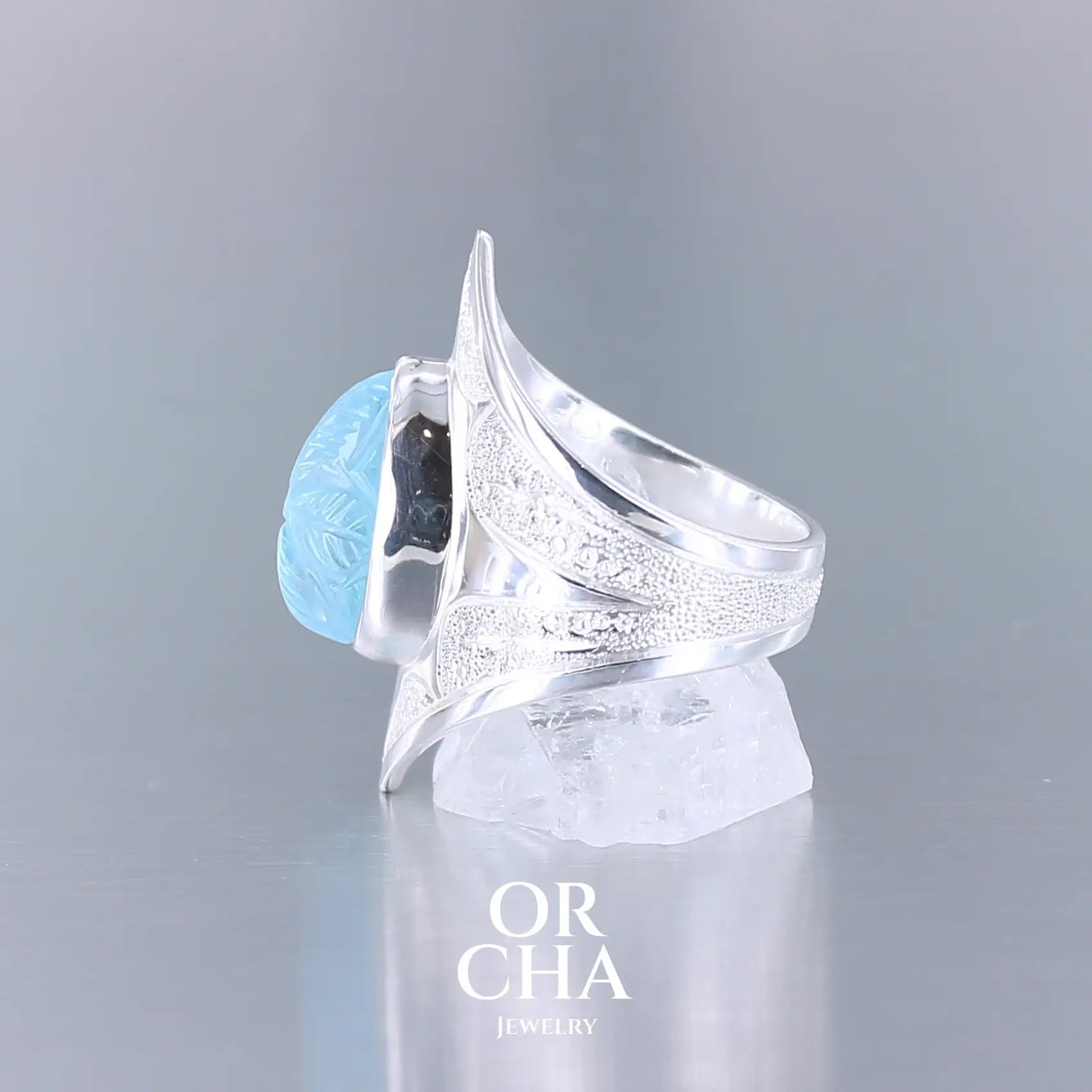 Bague en argent avec Topaze bleue - Elven