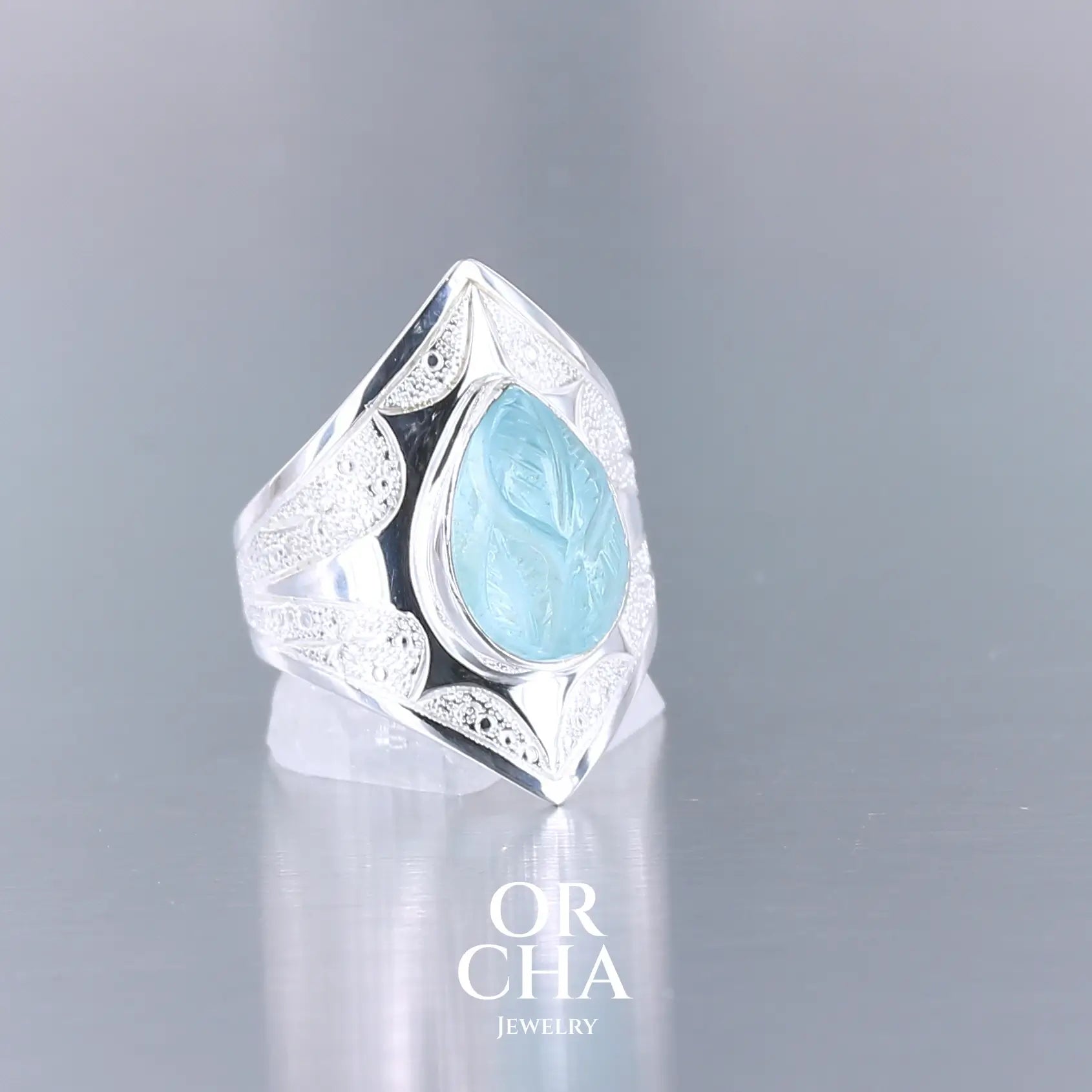 Bague en argent avec Topaze bleue - Elven