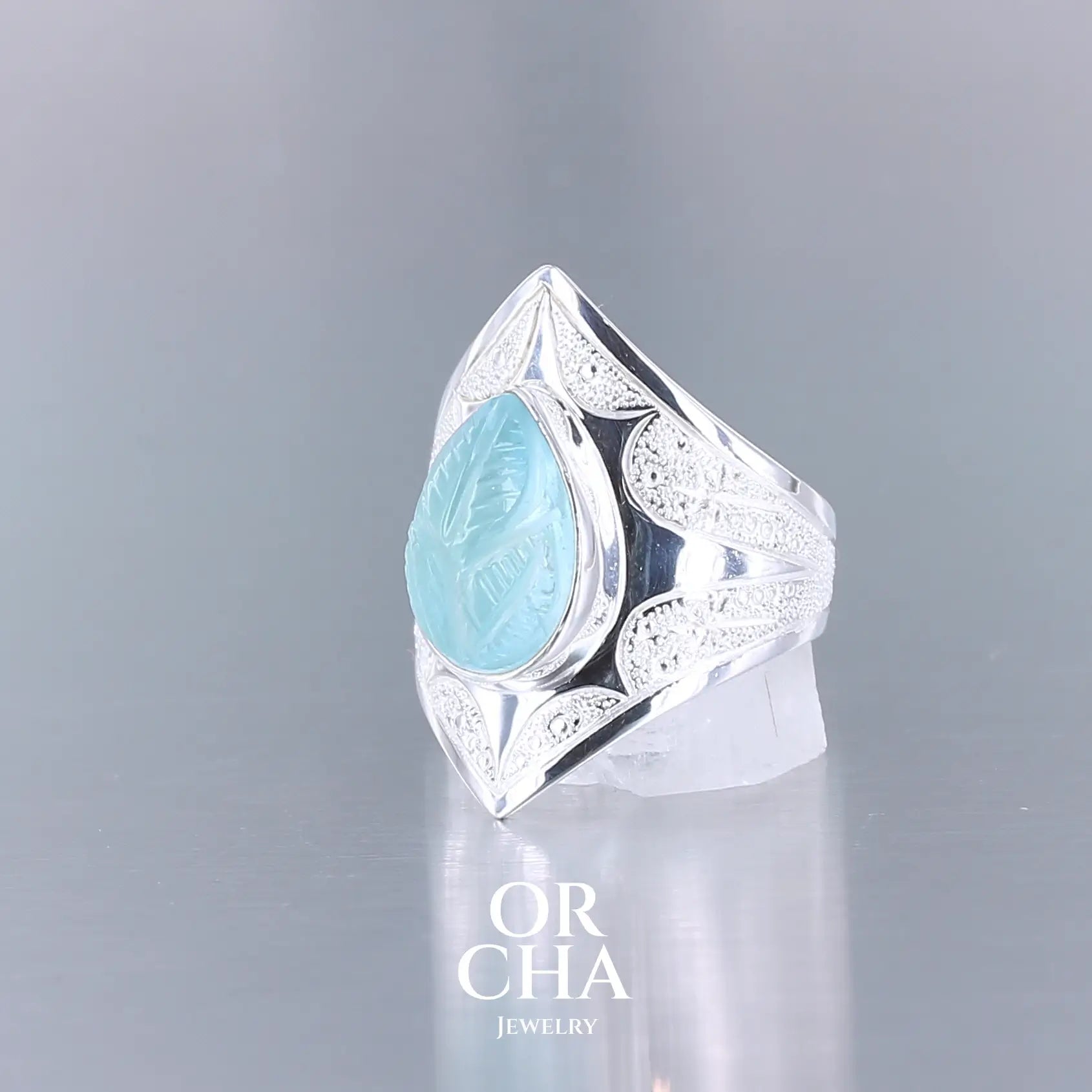 Bague en argent avec Topaze bleue - Elven