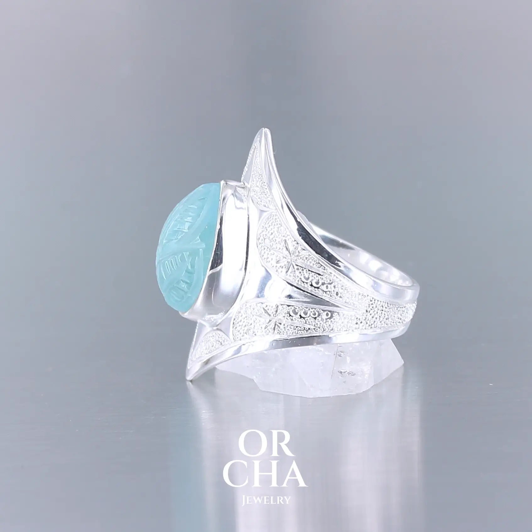 Bague en argent avec Topaze bleue - Elven