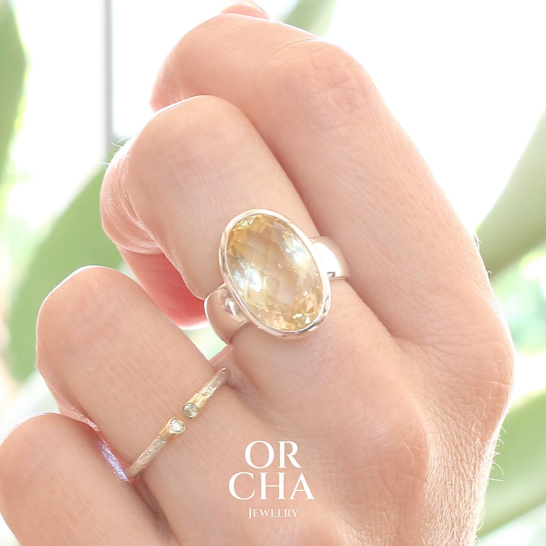 Bague en argent avec Citrine - Essential