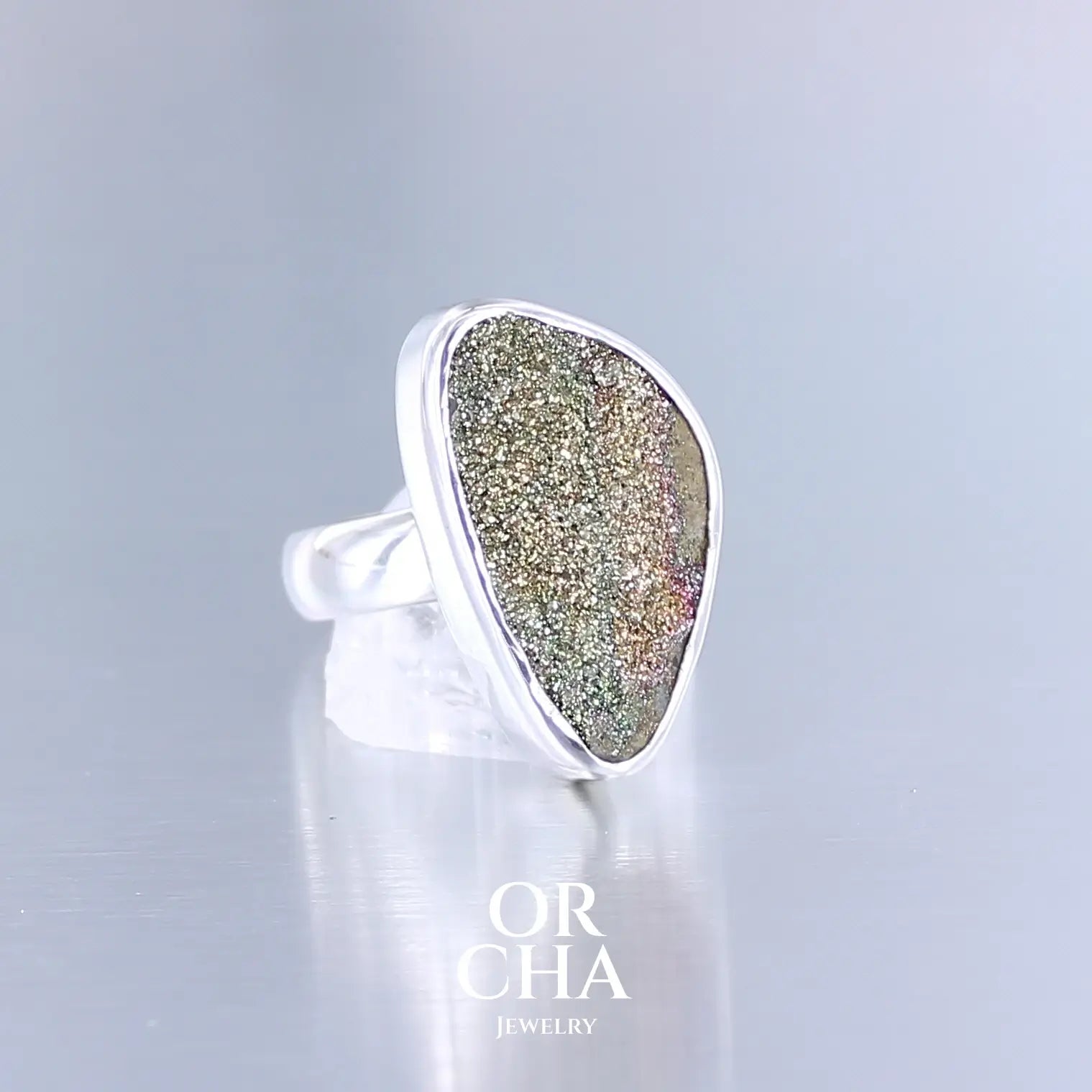 Bague en argent avec pyrite brute - Essential