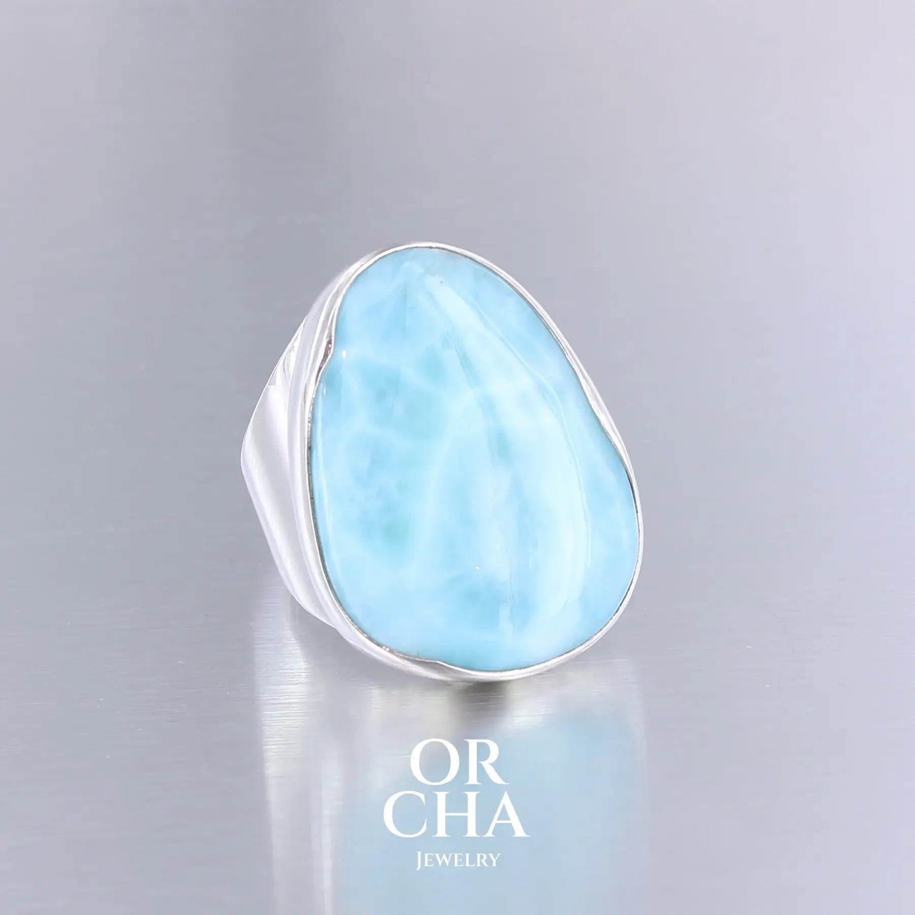 Bague en argent avec Larimar - Orcha