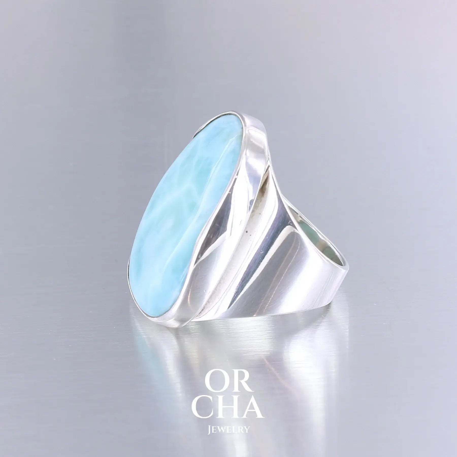 Bague en argent avec Larimar - Orcha