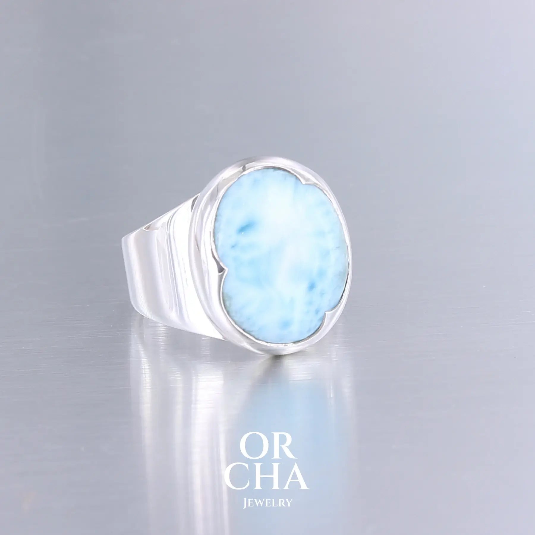 Bague en argent avec Larimar - Orcha