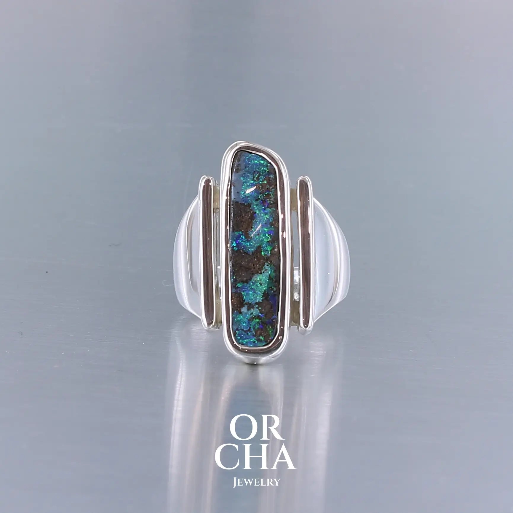 Réservée. Bague en argent et or 9k avec Opale - Orcha's Gold