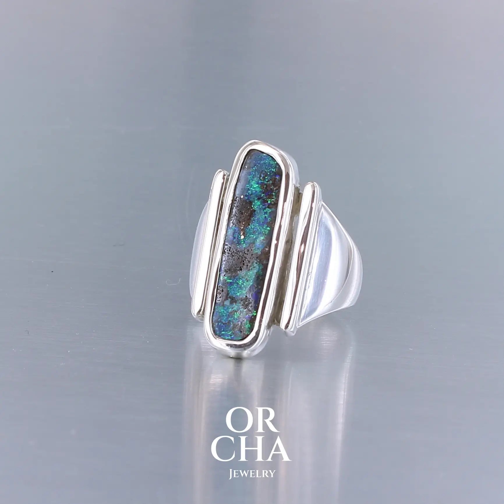 Réservée. Bague en argent et or 9k avec Opale - Orcha's Gold