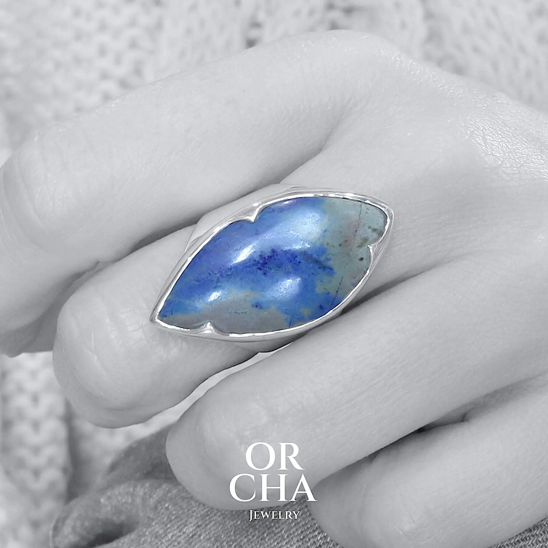 Bague en argent avec Azurite de Morenci - Orcha