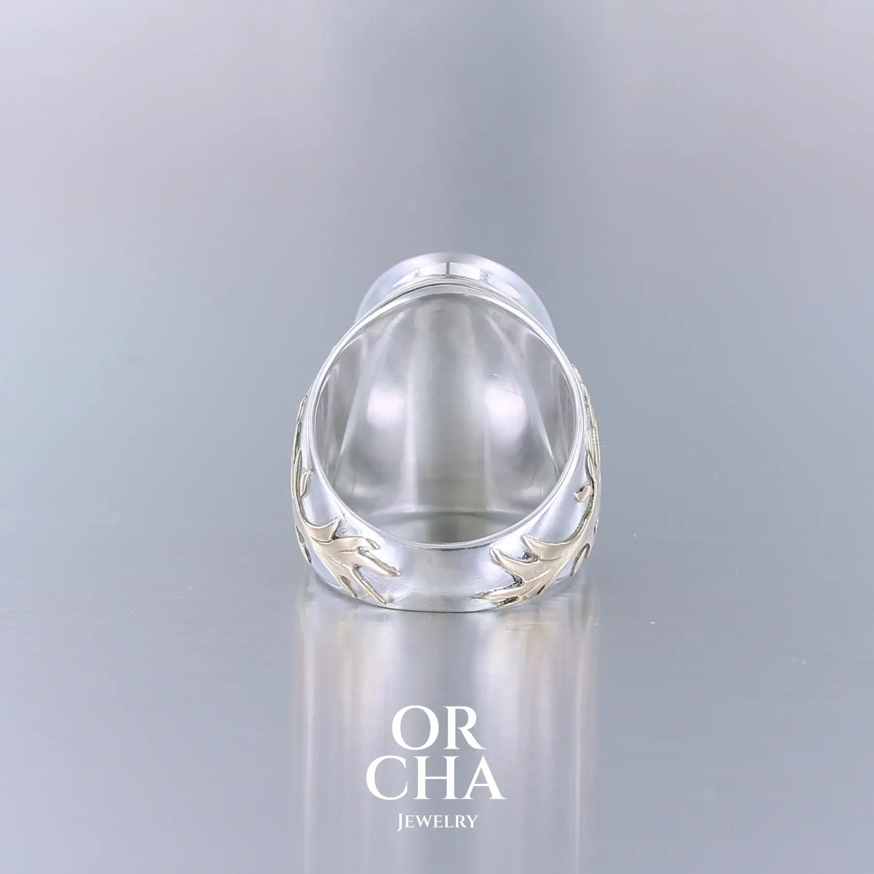 Bague pour homme avec Moldavite - Arbre de vie- Sauvage