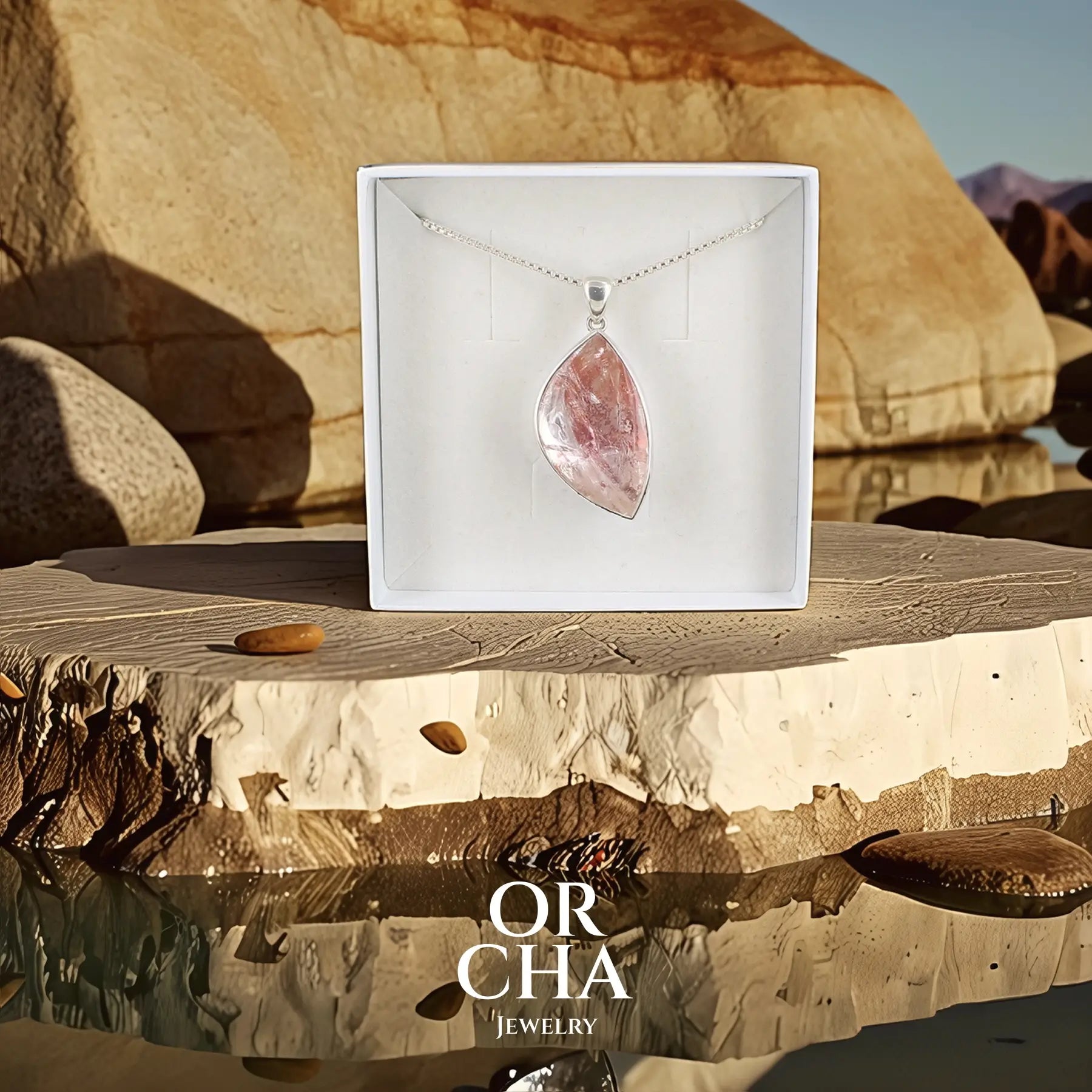 Pendentif en argent avec Quartz Hématoïde - Essential