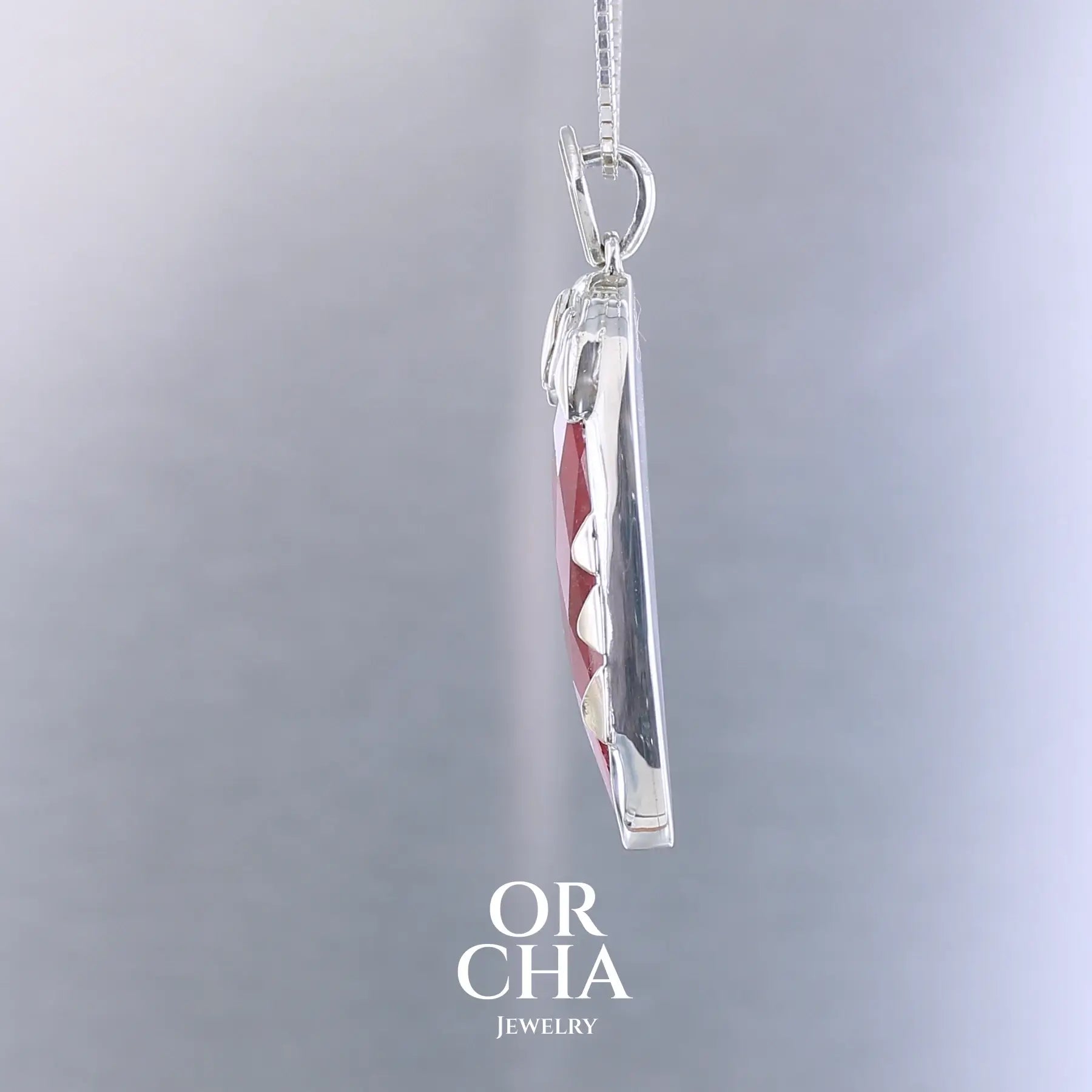 Pendentif en Or jaune 14k et Argent avec Rhodonite - Orcha's Gold