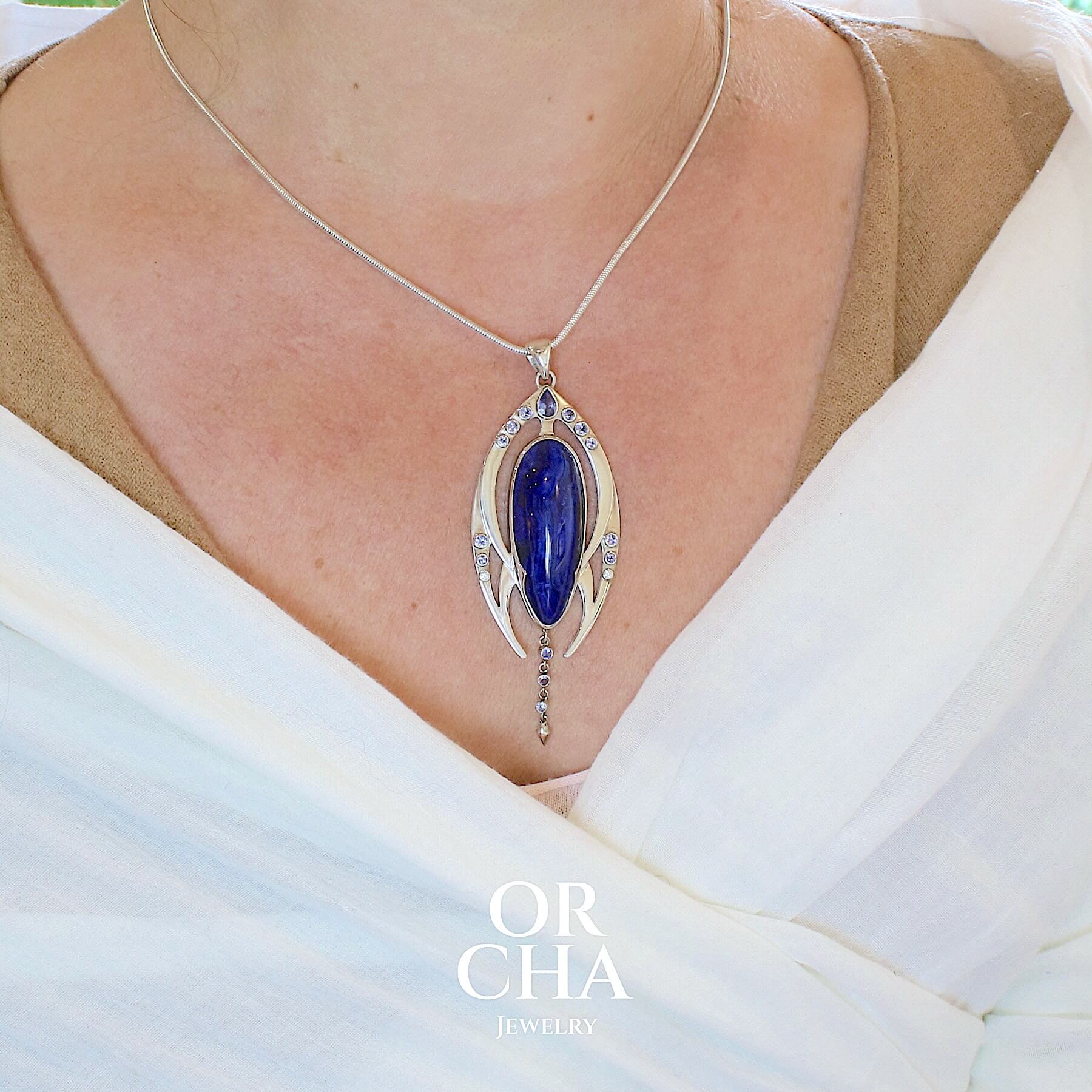 Pendentif en argent avec Azurite - Elven