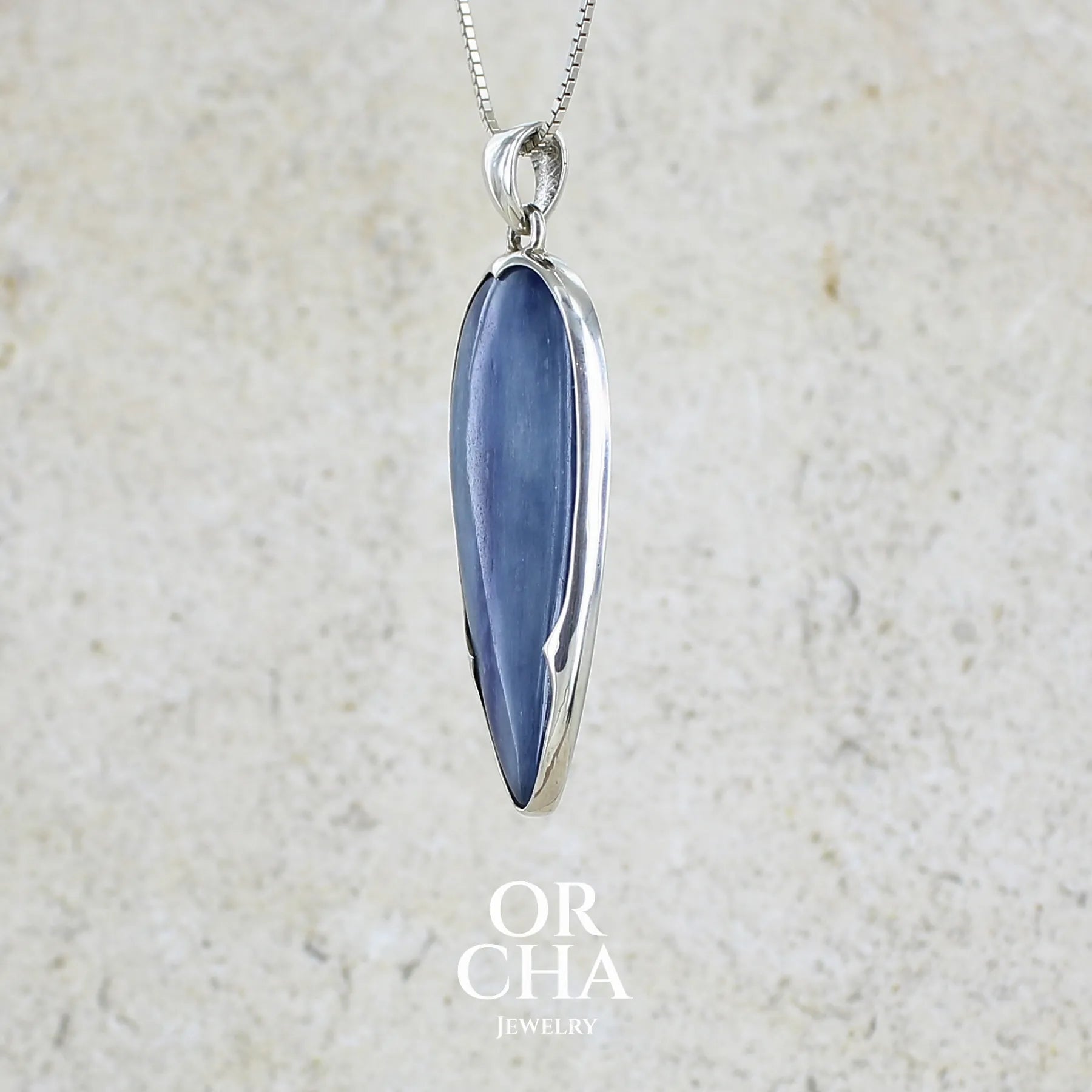 Cyanite pendentif en argent massif - Orcha