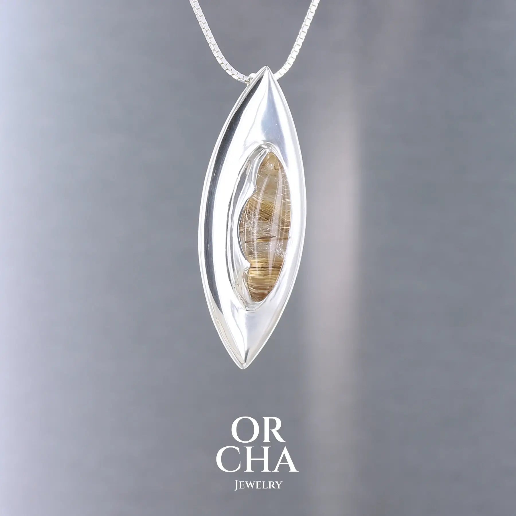 Pendentif en argent avec Quartz rutile - Elven