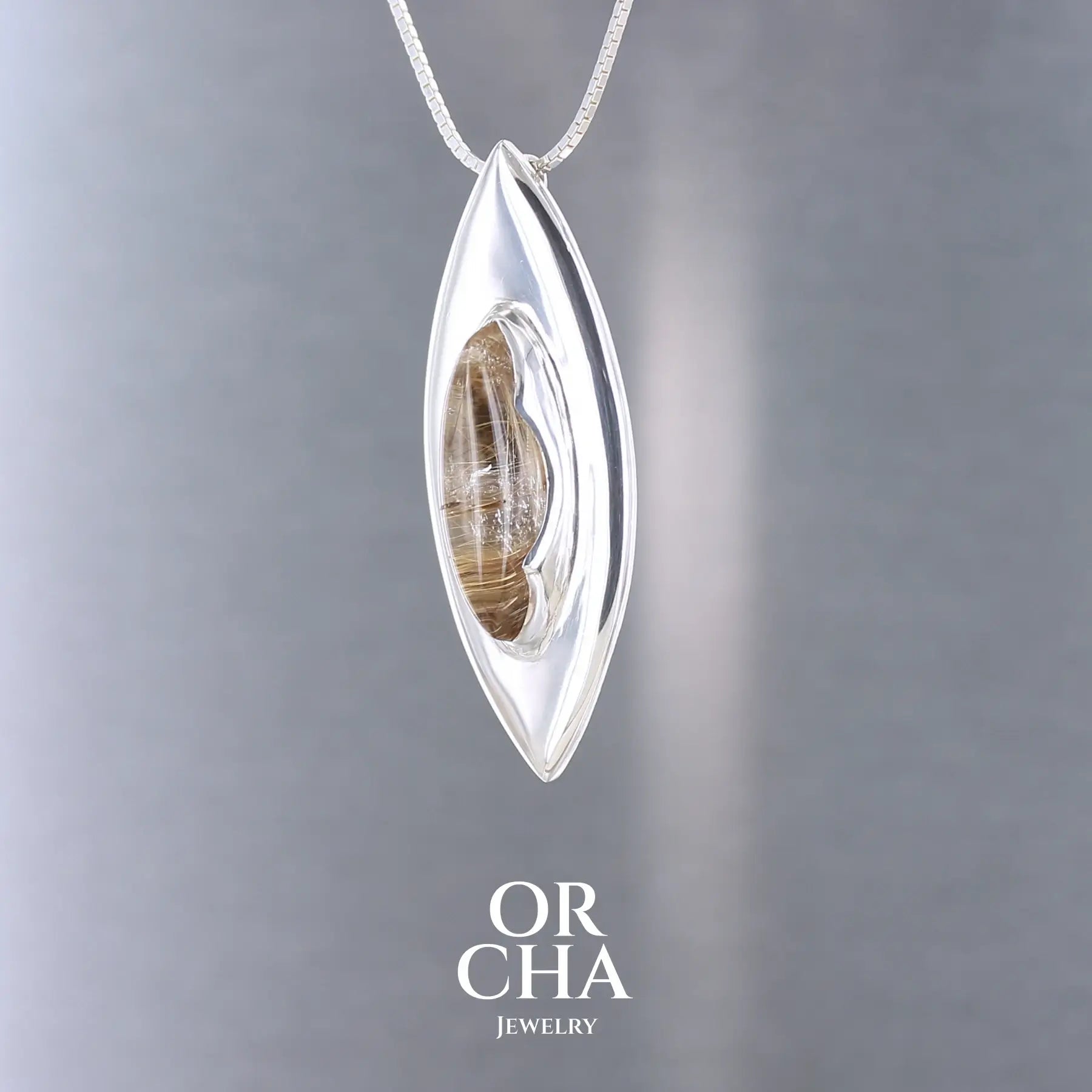Pendentif en argent avec Quartz rutile - Elven