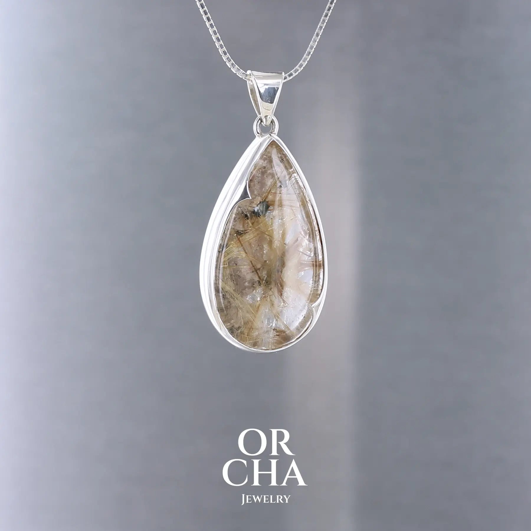Pendentif en argent avec Quartz rutile - Orcha