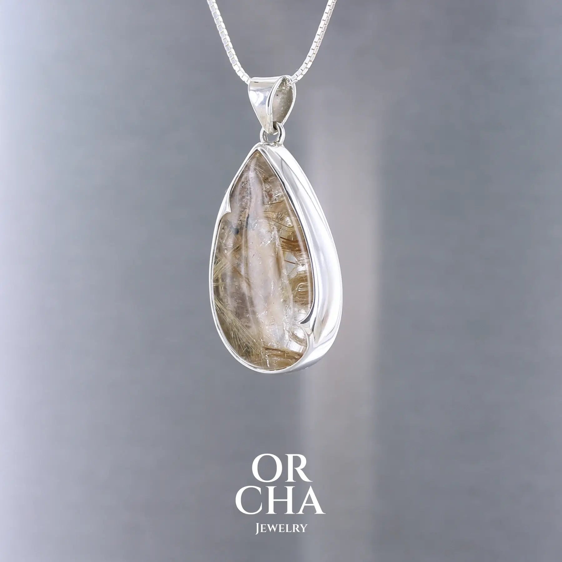 Pendentif en argent avec Quartz rutile - Orcha