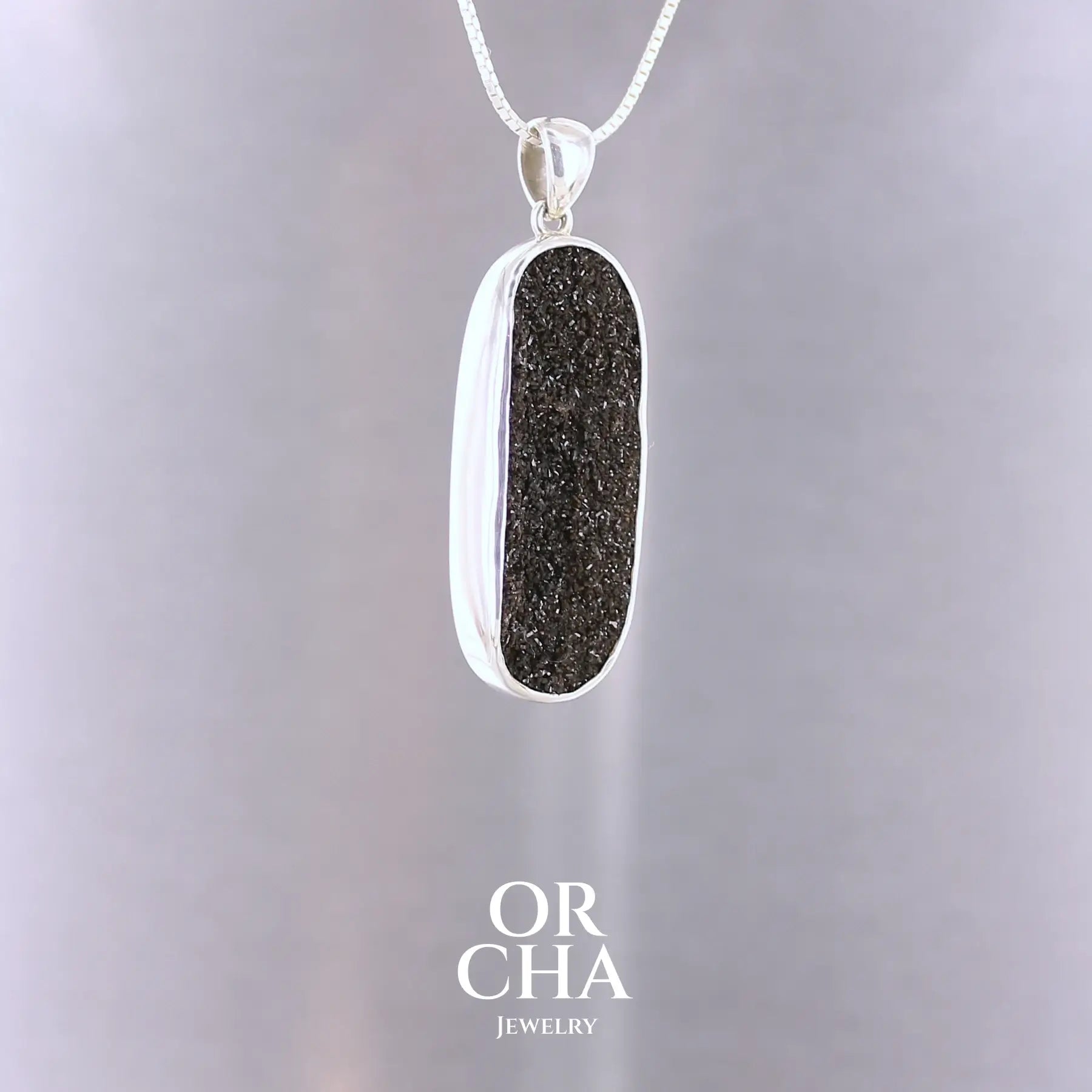 Pendentif en argent avec Bois fossil - Essential