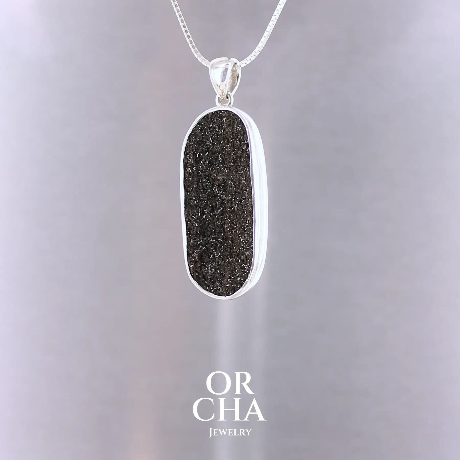 Pendentif en argent avec Bois fossil - Essential