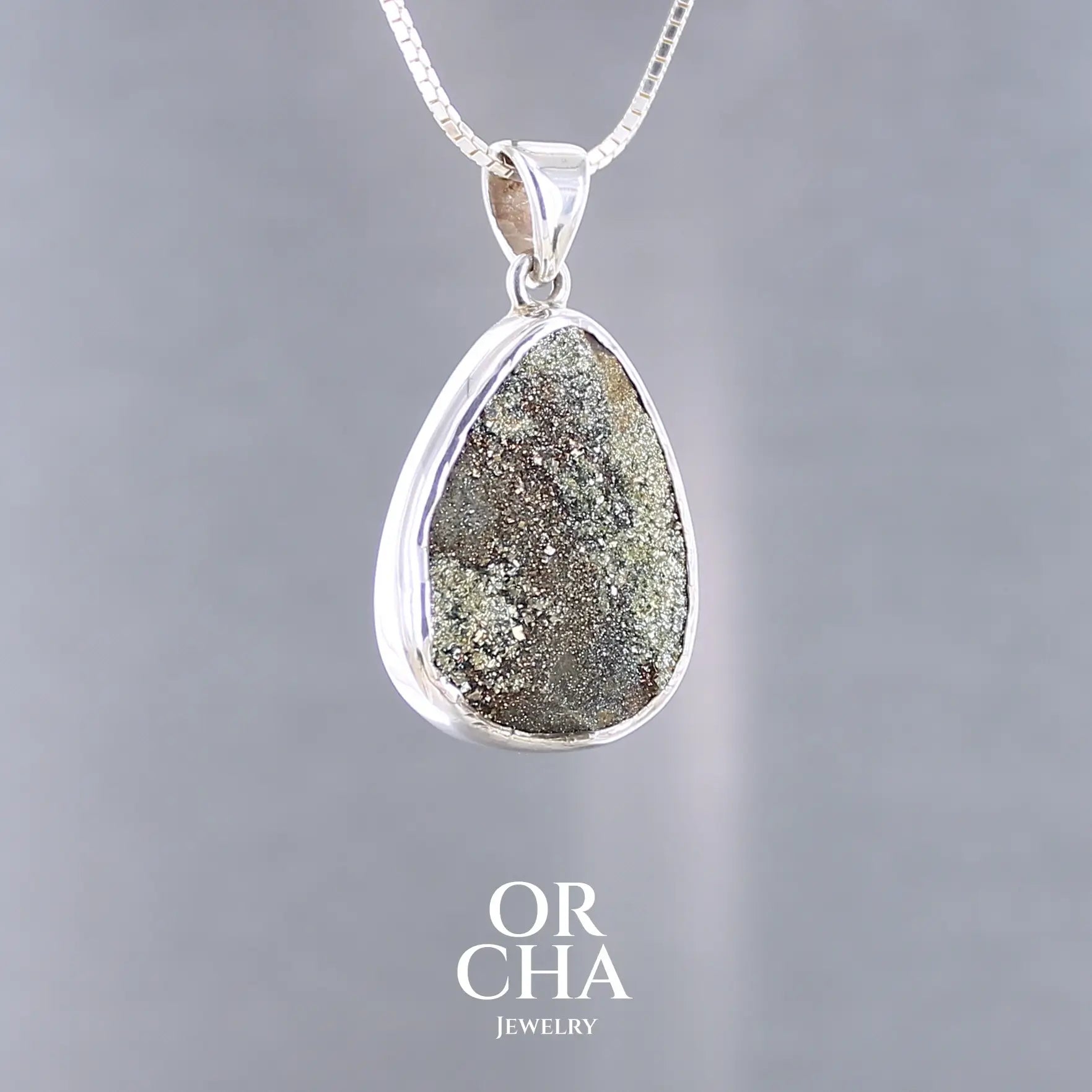 Pendentif en argent avec pyrite brute - Essential