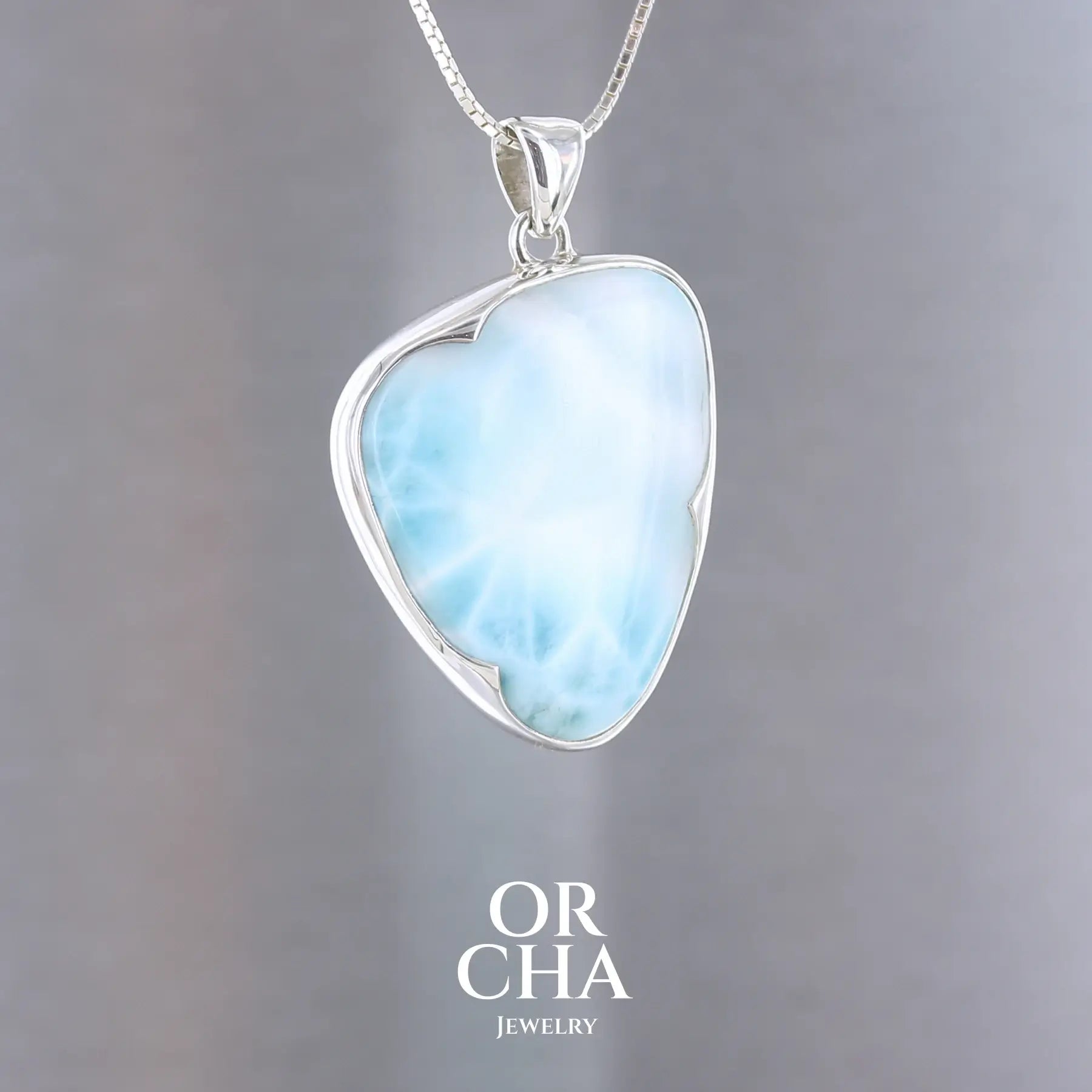Pendentif en argent avec Larimar - Orcha