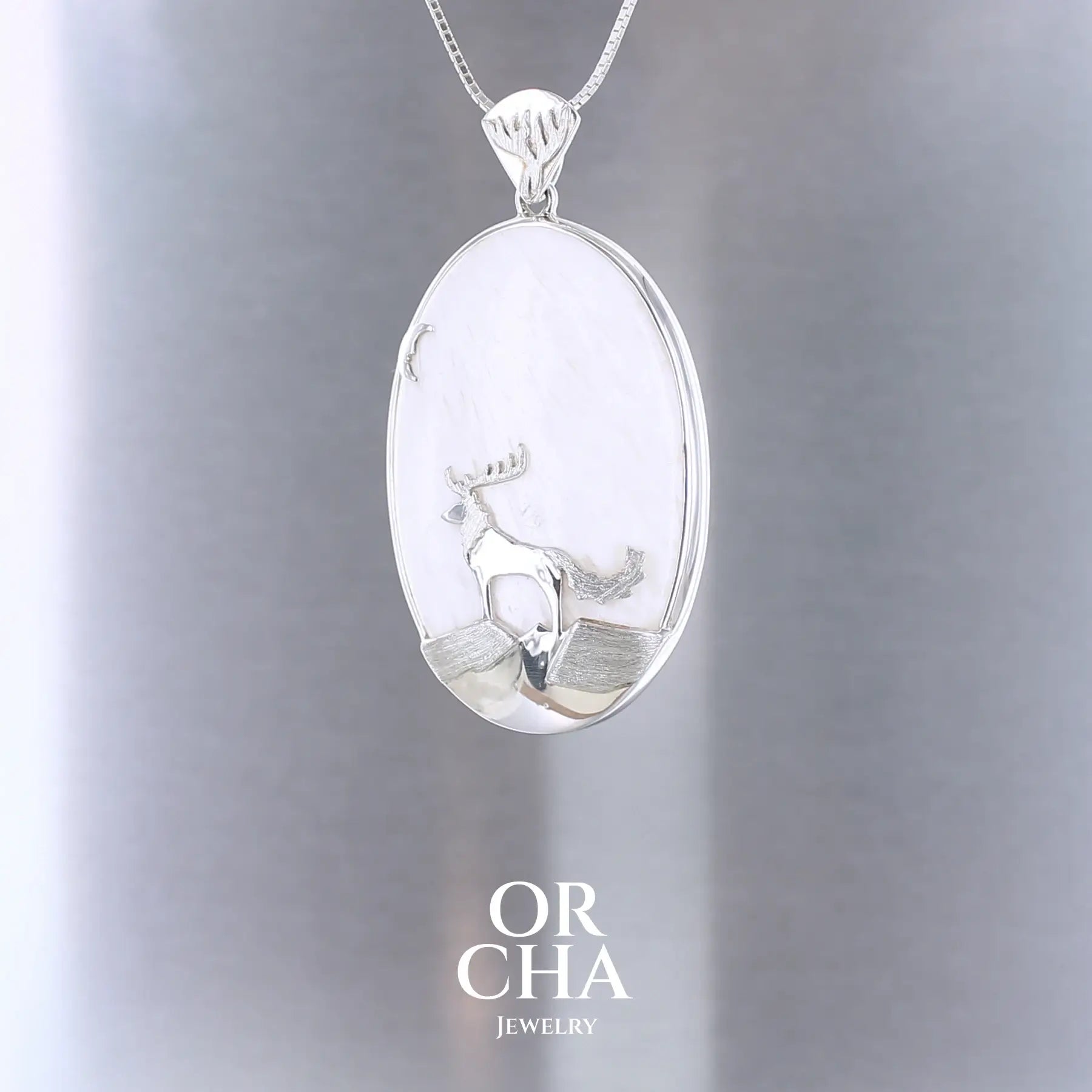 Pendentif Cerf loup avec Scolécite - Sauvage