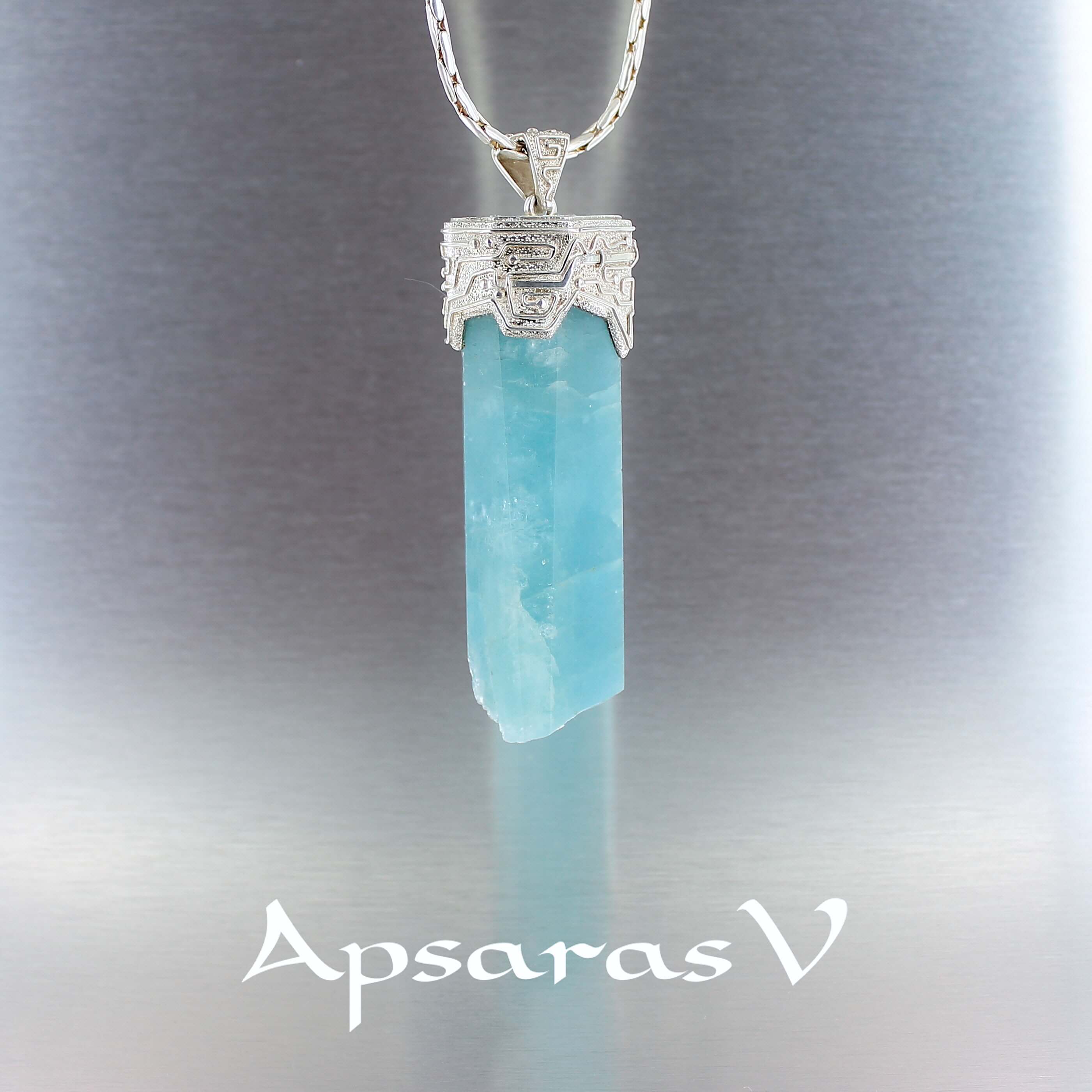 Pendentif en argent avec Aigue Marine - Elven