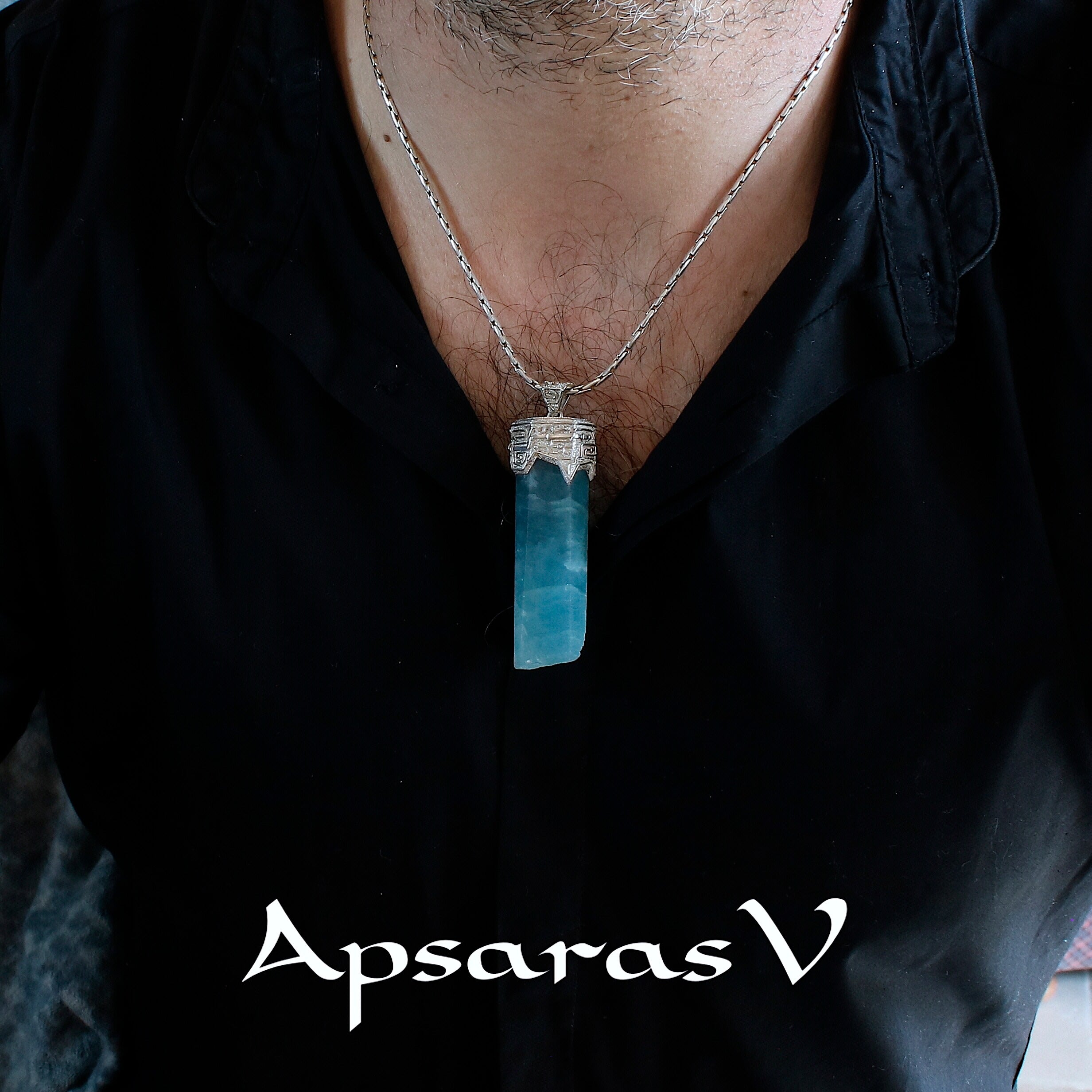 Pendentif en argent avec Aigue Marine - Elven