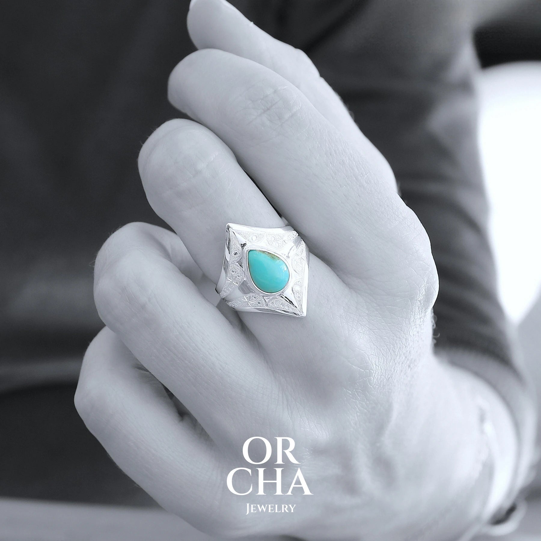 Bague en argent avec Turquoise - Elven