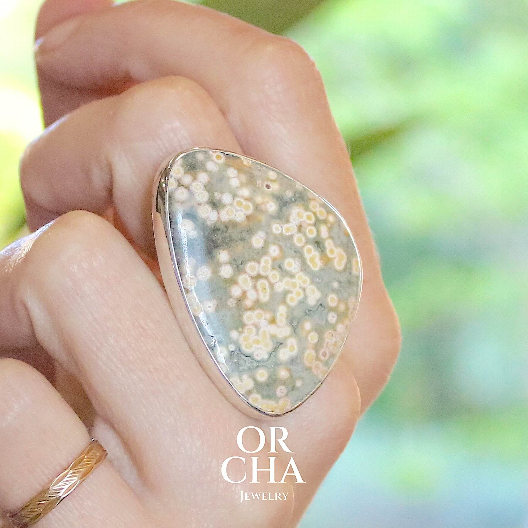 Bague en argent avec Jaspe Ocean - Essential
