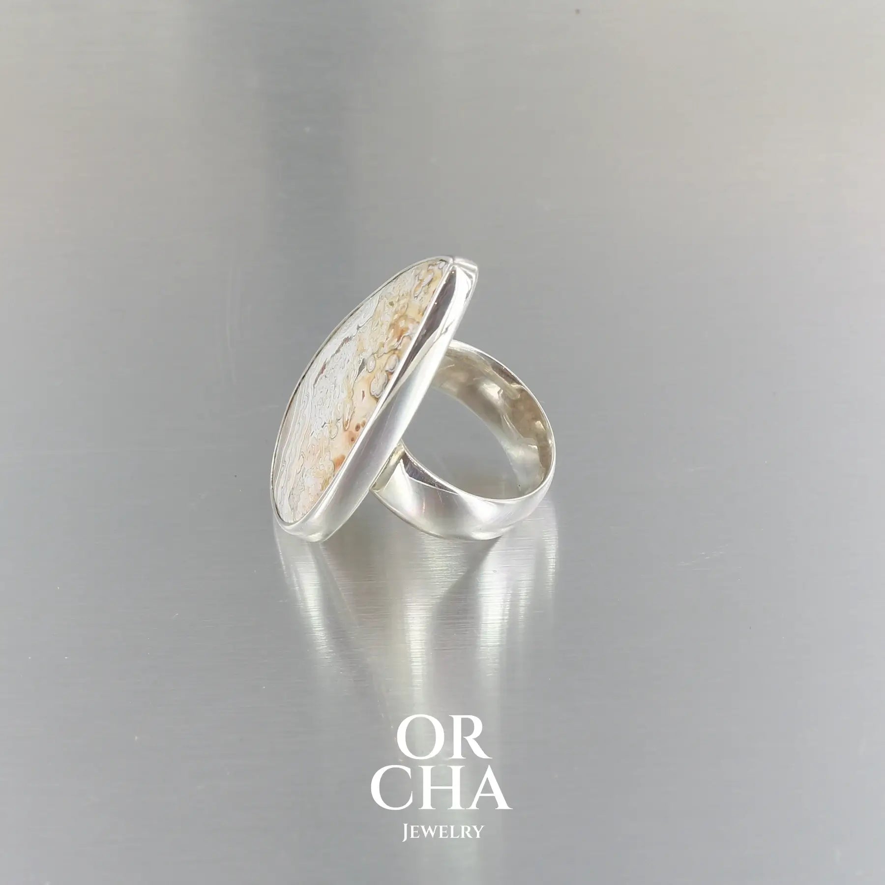 Bague en argent avec Agate crazy lace - Essential