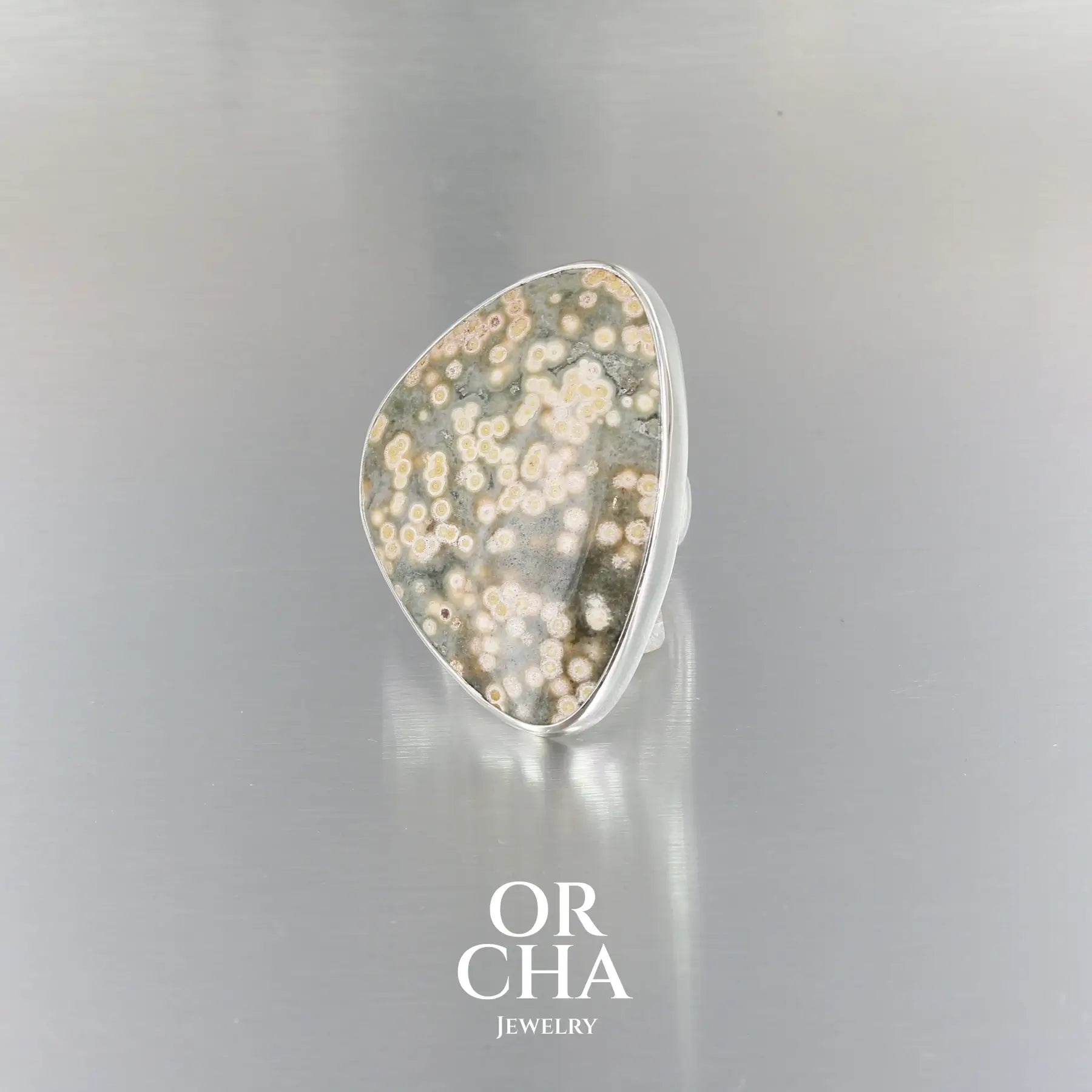 Bague en argent avec Jaspe Ocean - Essential