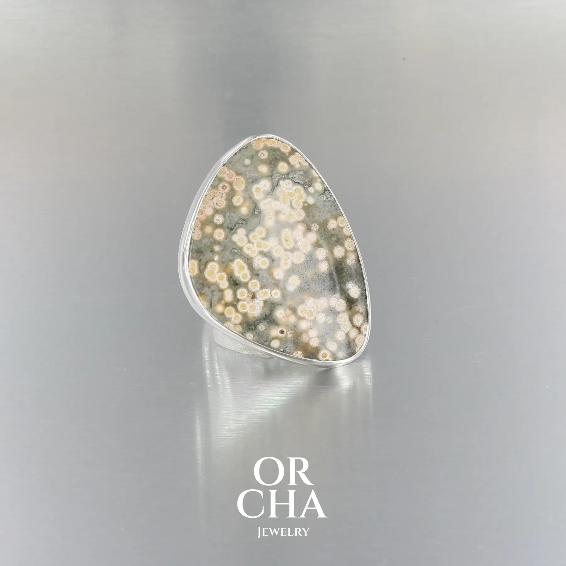 Bague en argent avec Jaspe Ocean - Essential