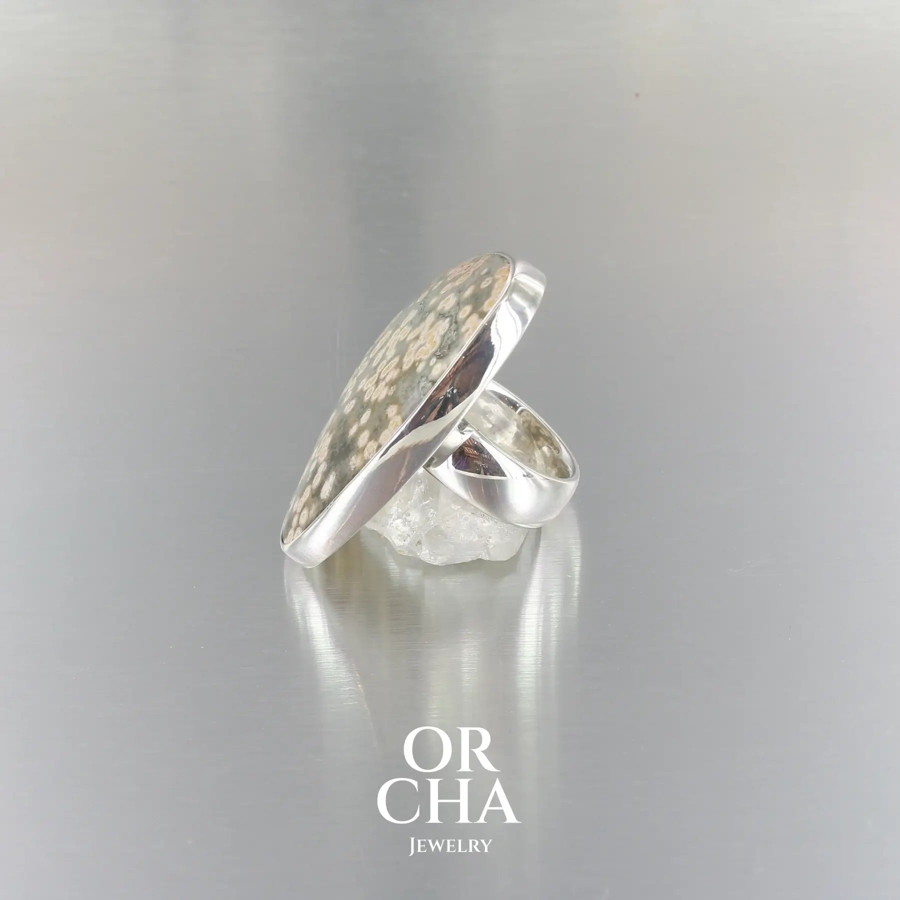 Bague en argent avec Jaspe Ocean - Essential