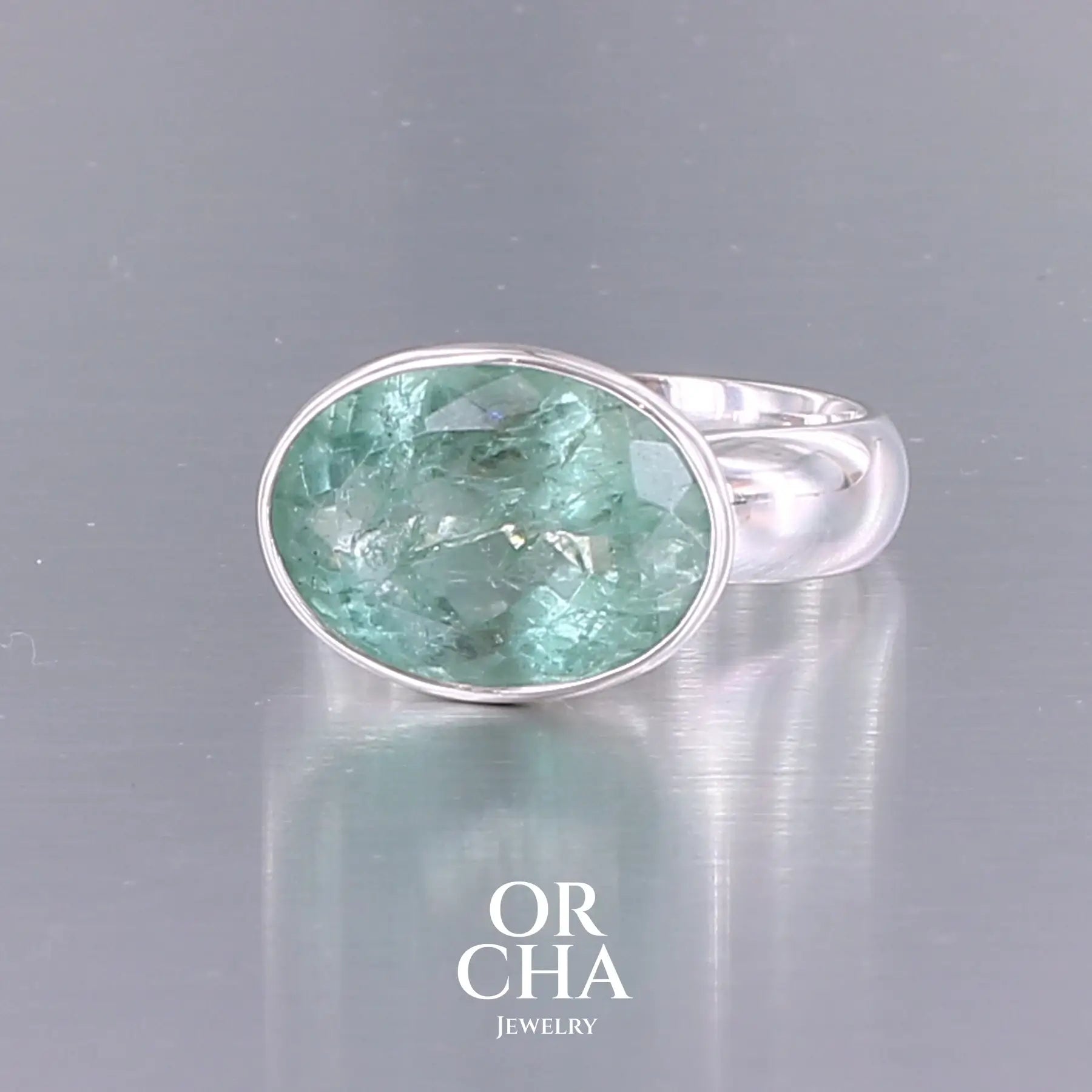Bague en argent avec Aigue marine - Paradis