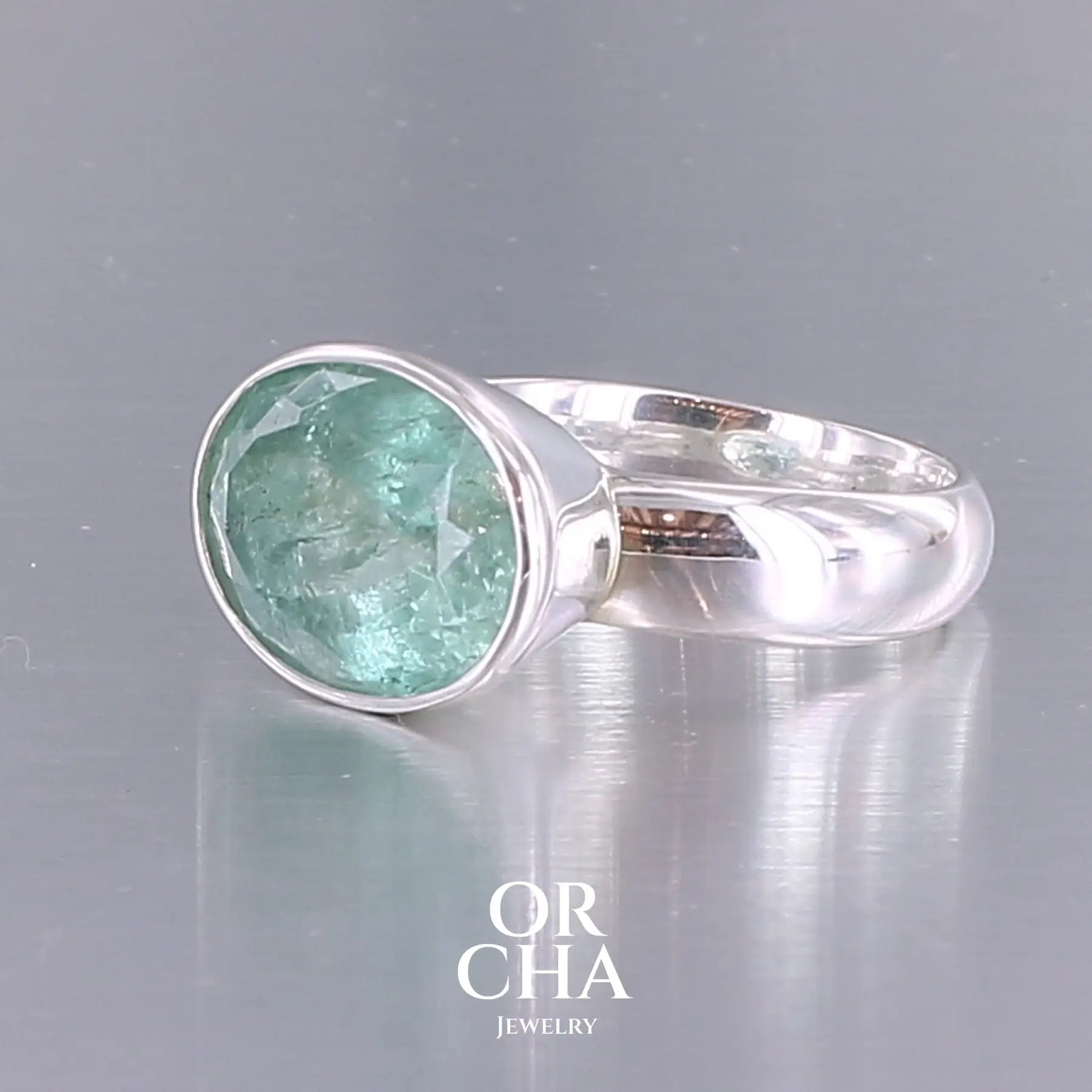 Bague en argent avec Aigue marine - Paradis