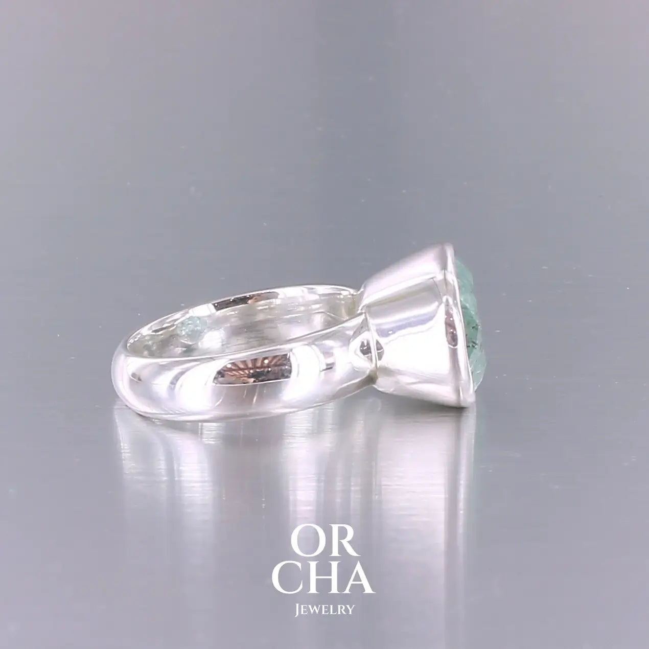 Bague en argent avec Aigue marine - Paradis