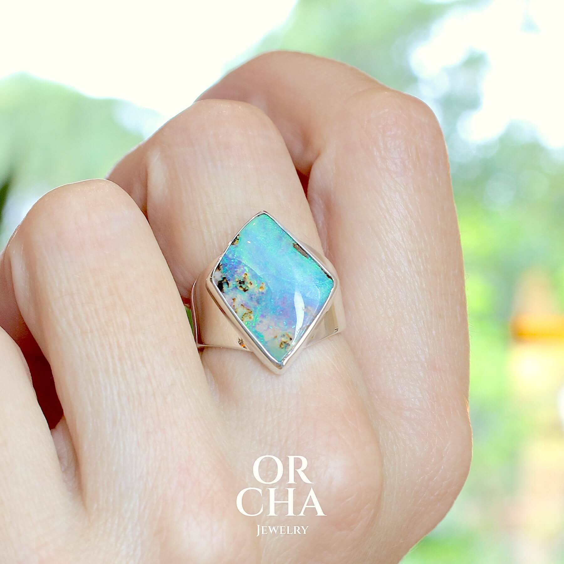 Bague en argent avec opale - Orcha