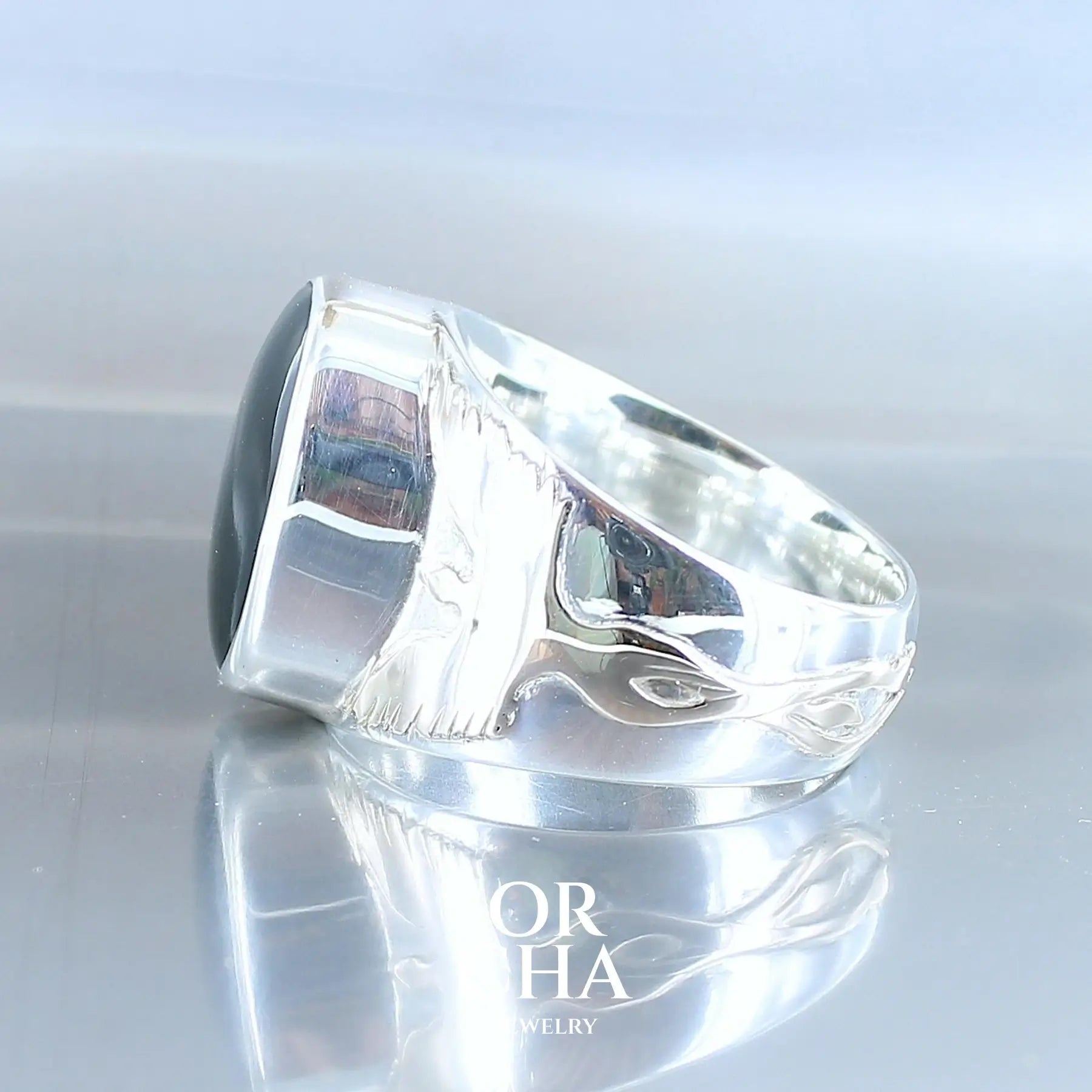 Bague pour homme avec Moldavite - Phoenix - Sauvage