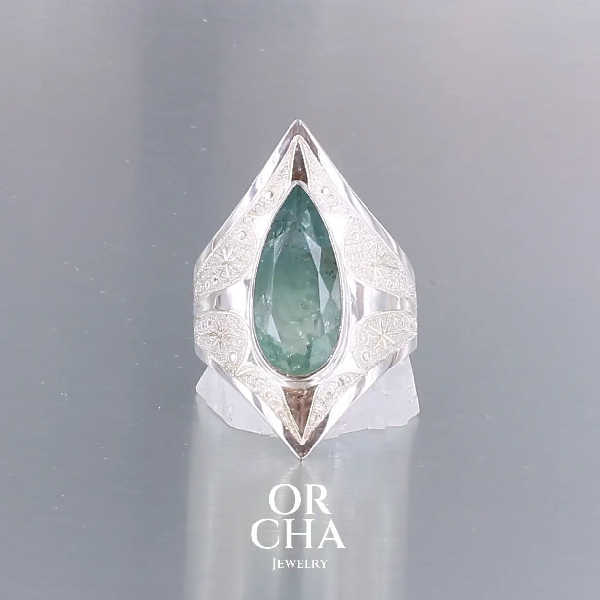 Bague en argent avec Aigue Marine - Elven