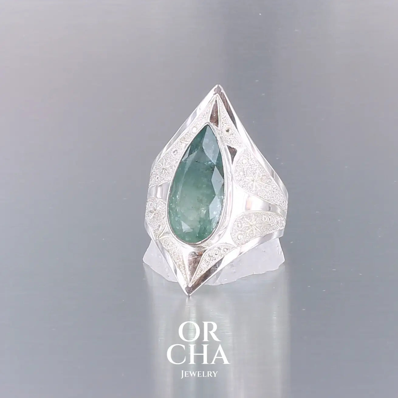 Bague en argent avec Aigue Marine - Elven
