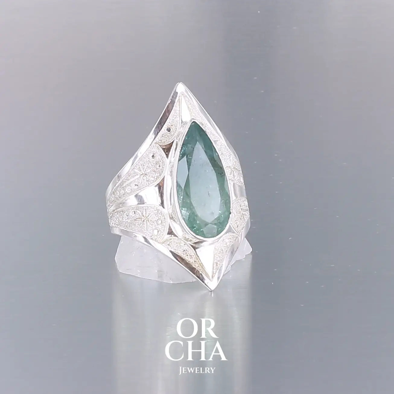 Bague en argent avec Aigue Marine - Elven
