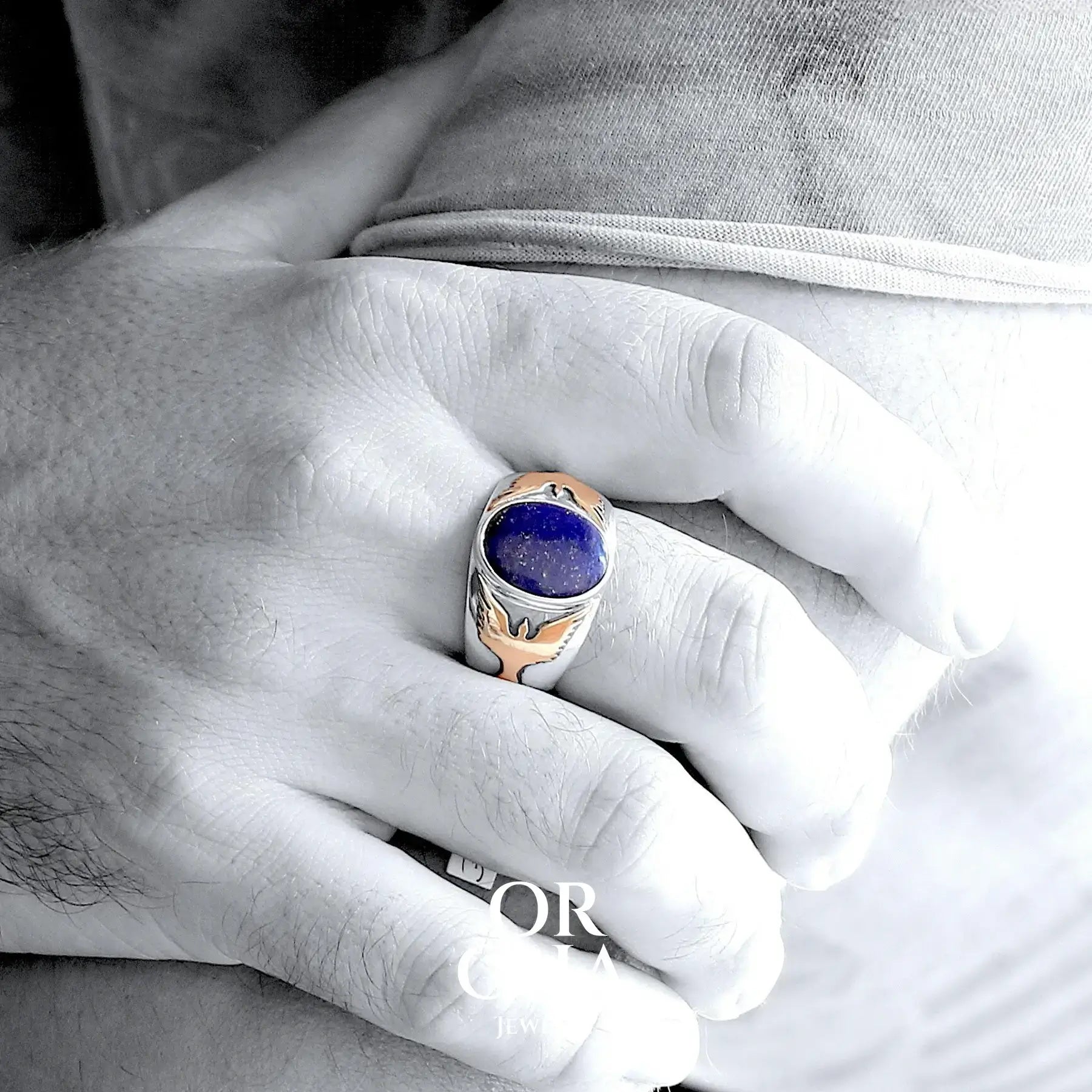 Bague pour homme avec Lapis Lazuli - Phoenix - Sauvage