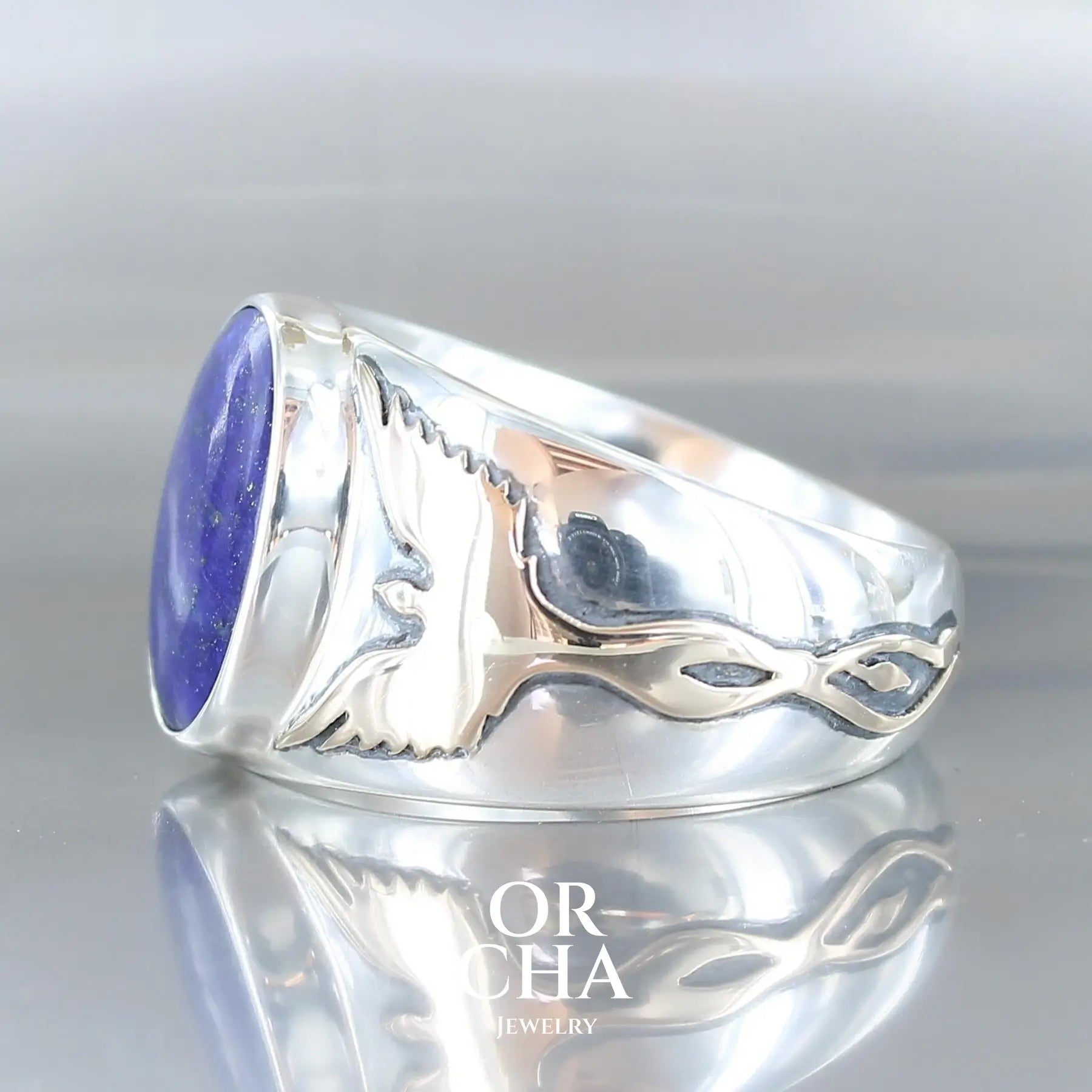 Bague pour homme avec Lapis Lazuli - Phoenix - Sauvage