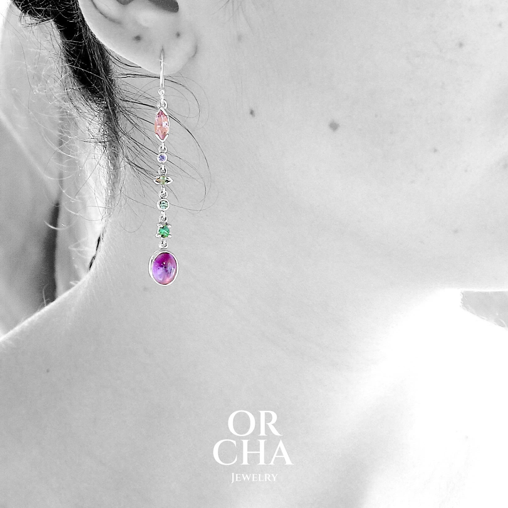 Boucles d'oreilles en argent avec Améthystes - Paradis