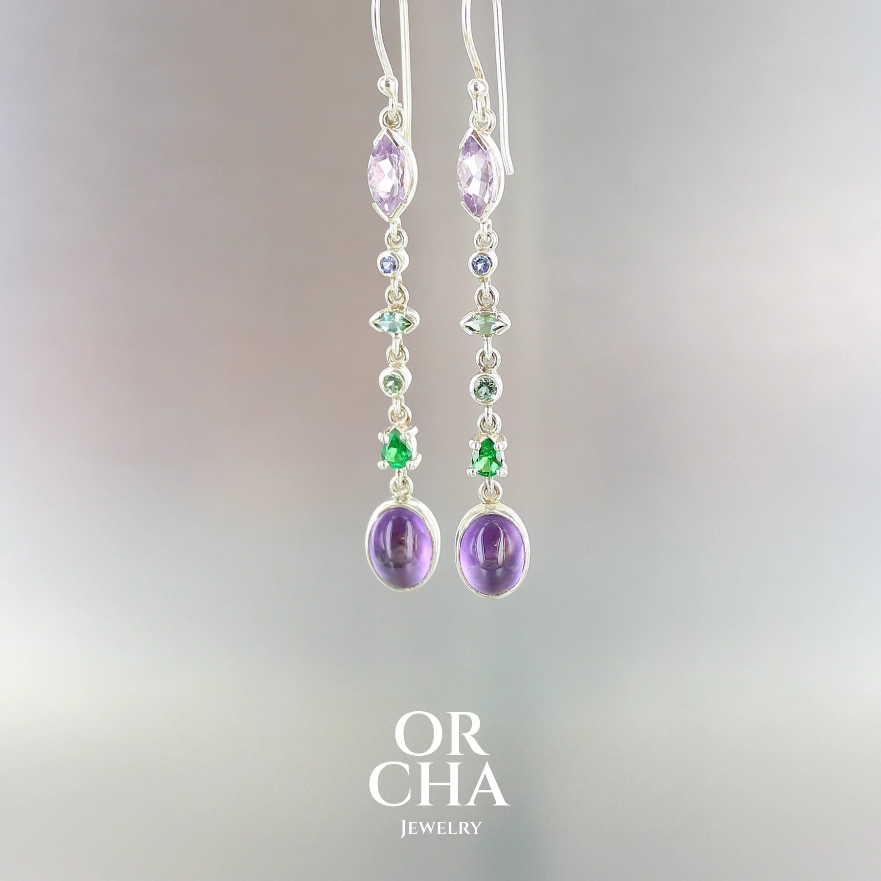 Silver earrings with Amethysts - Paradise